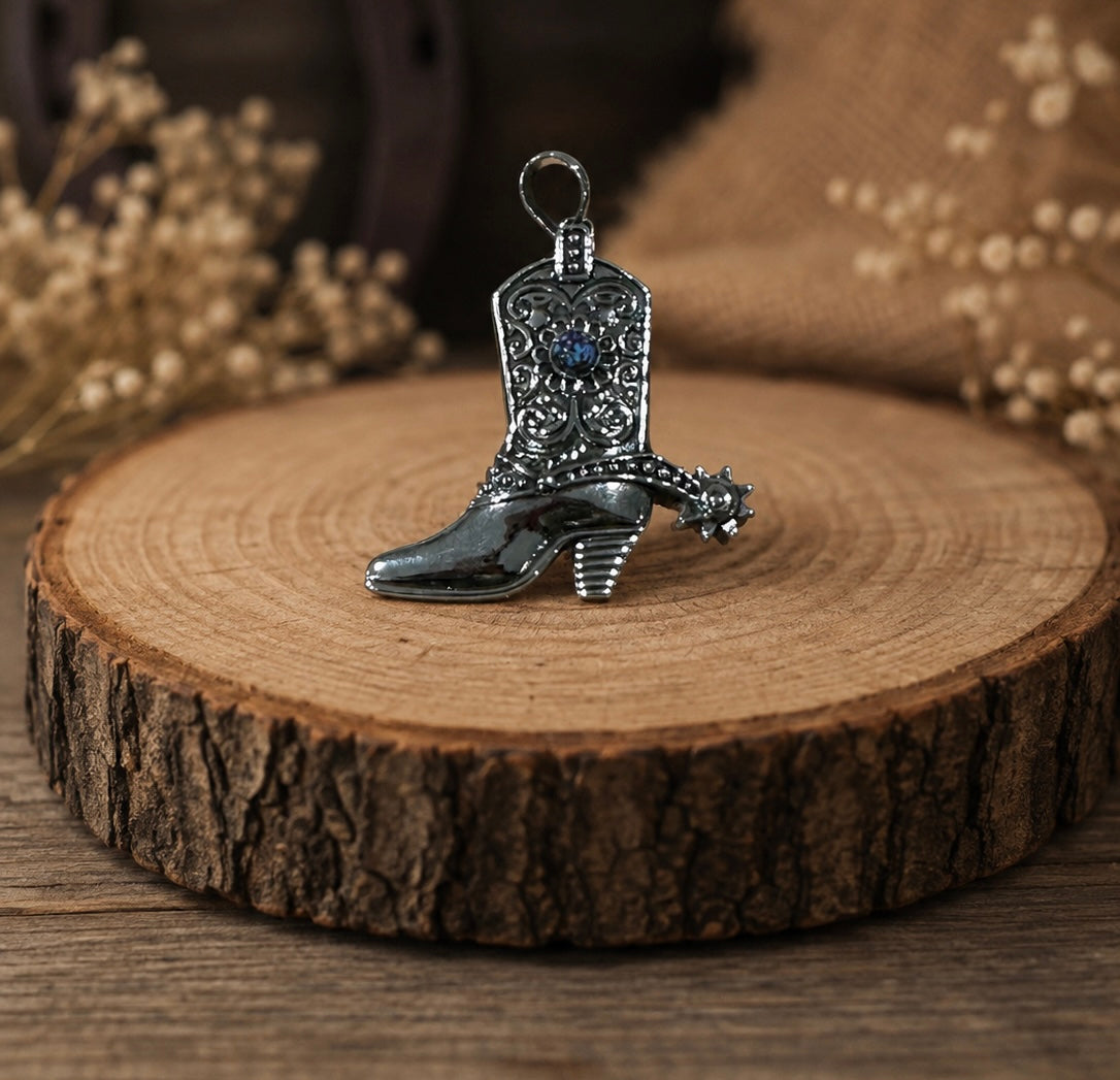 Beautiful Handmade Sterling Silver & Purple Dream Mojave Boot pendant