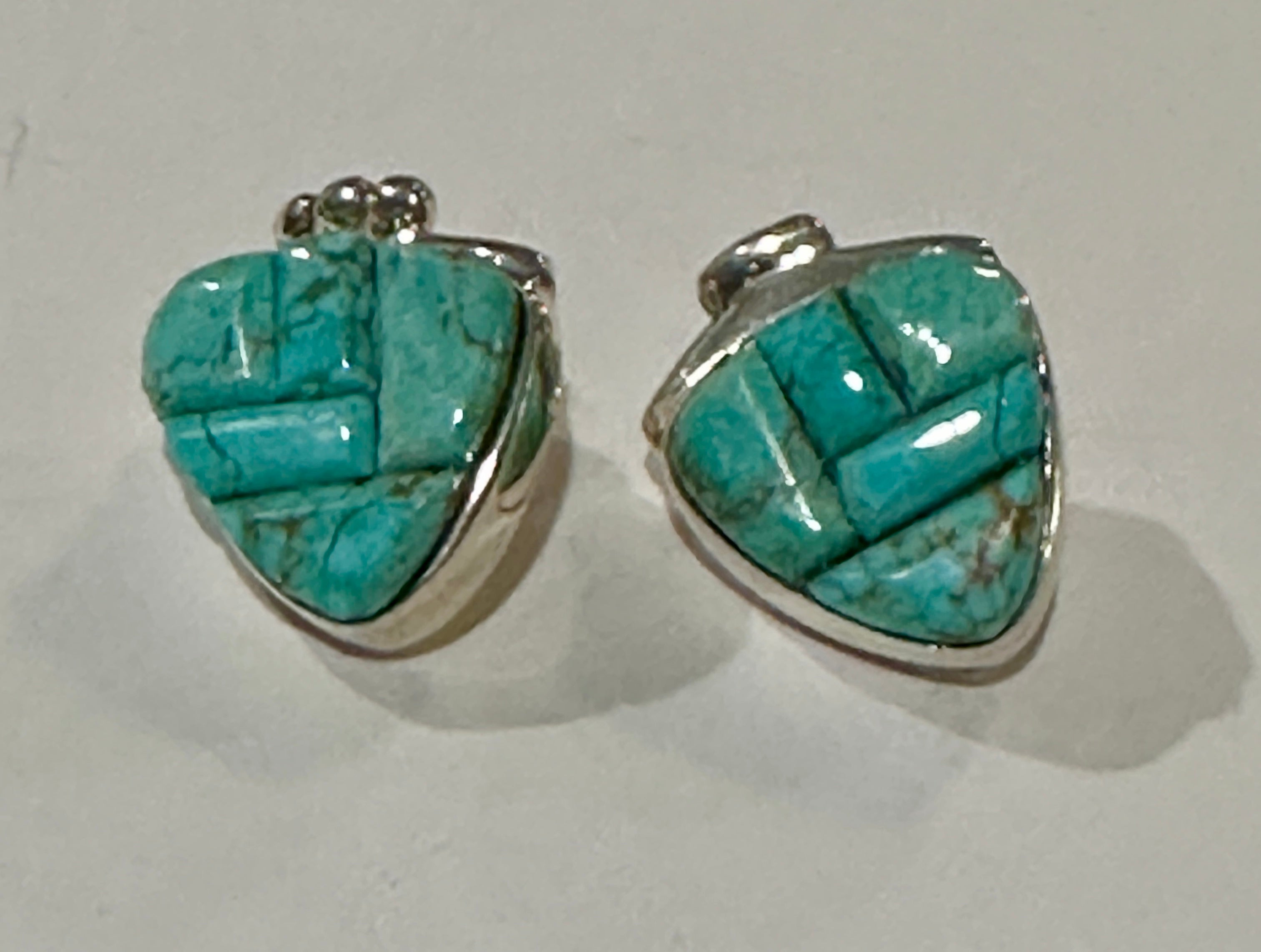 Handcrafted Turquoise 8 & Sterling Silver Rolled Berry Stud Earrings