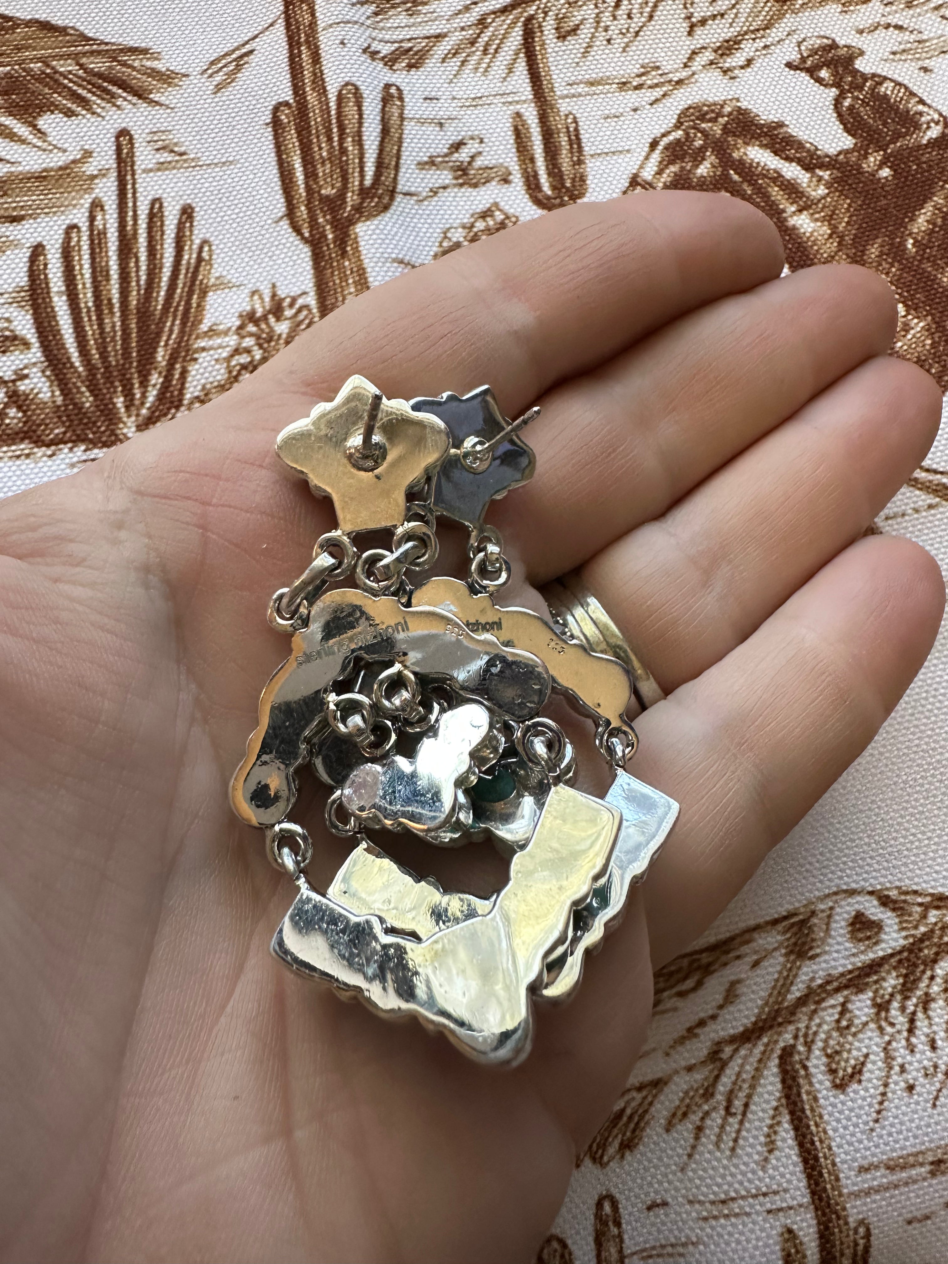 NFR COLLECTION Handmade Turquoise & Sterling Silver Dangle Earrings