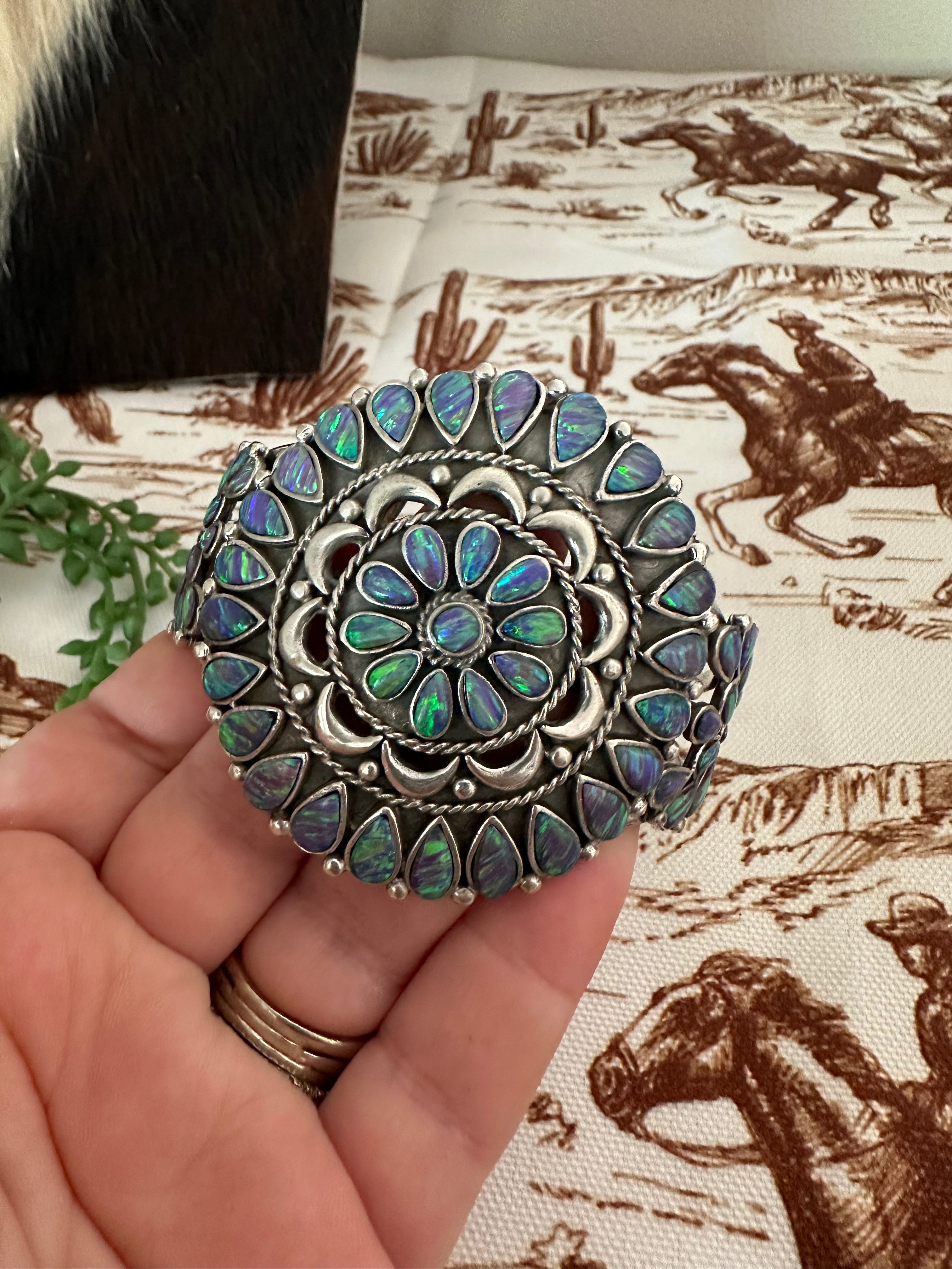 Handmade Sterling Silver & Purple Opal Cuff Bracelet /