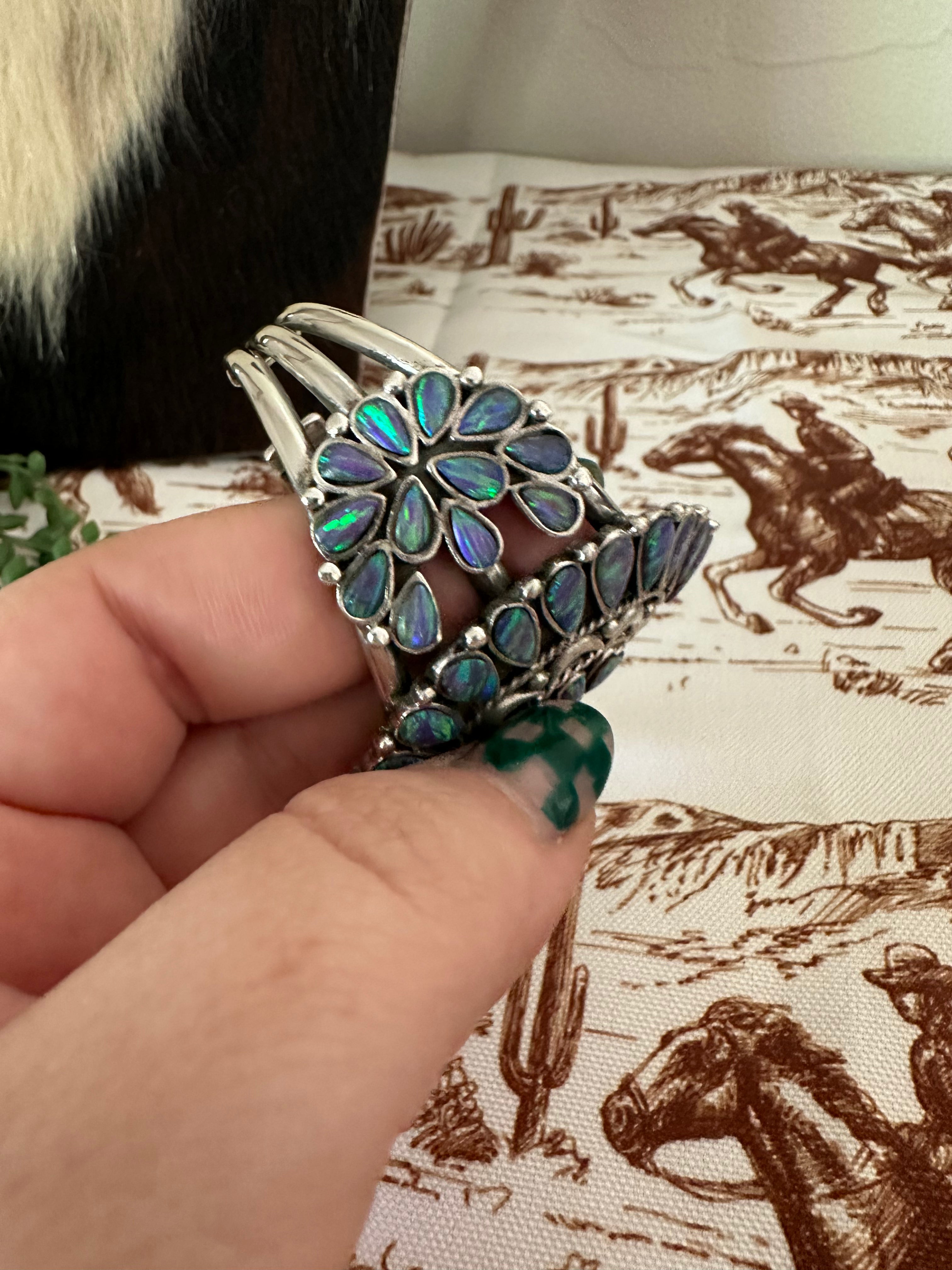 Handmade Sterling Silver & Purple Opal Cuff Bracelet /