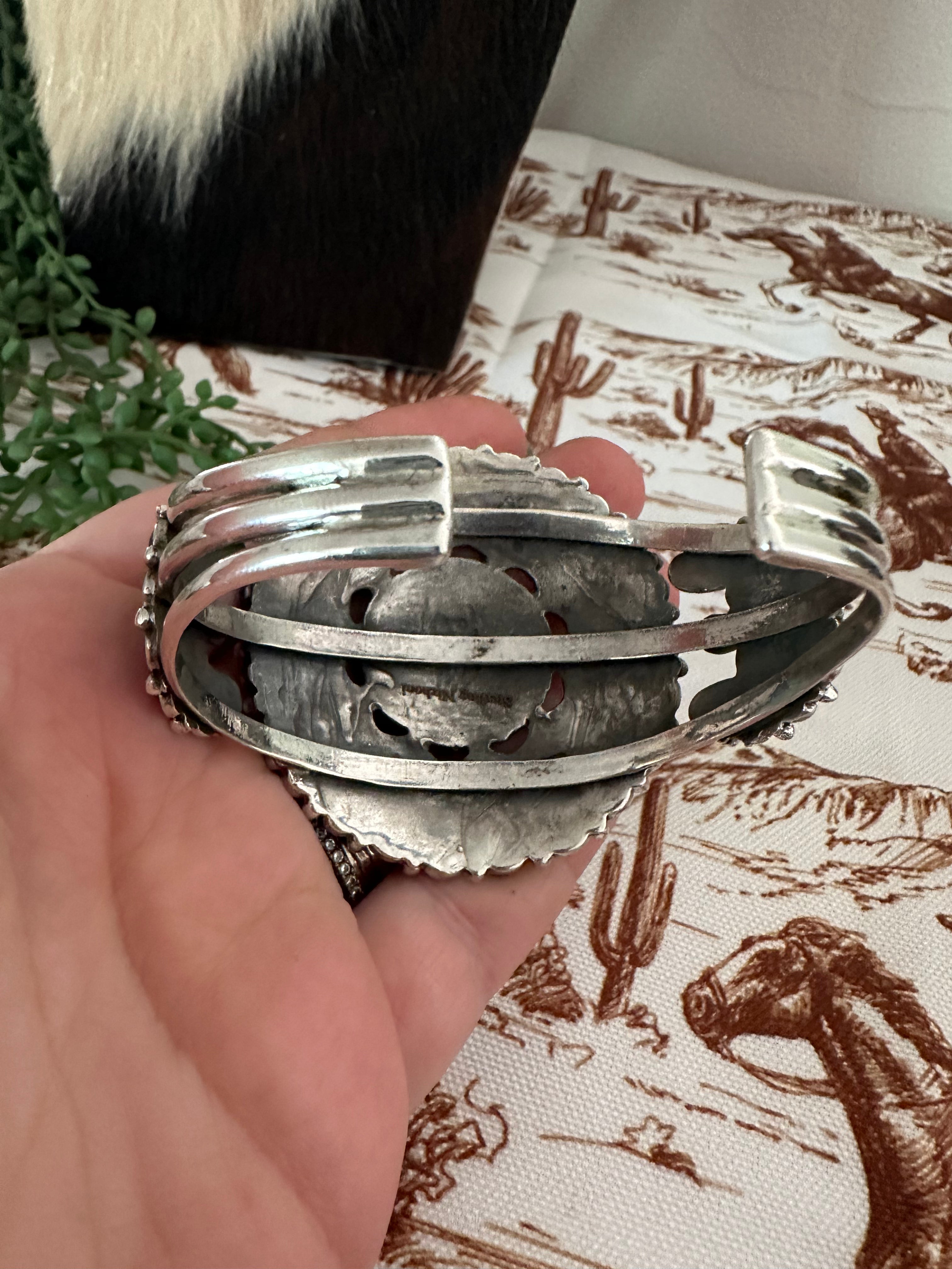 Handmade Sterling Silver & Purple Opal Cuff Bracelet /