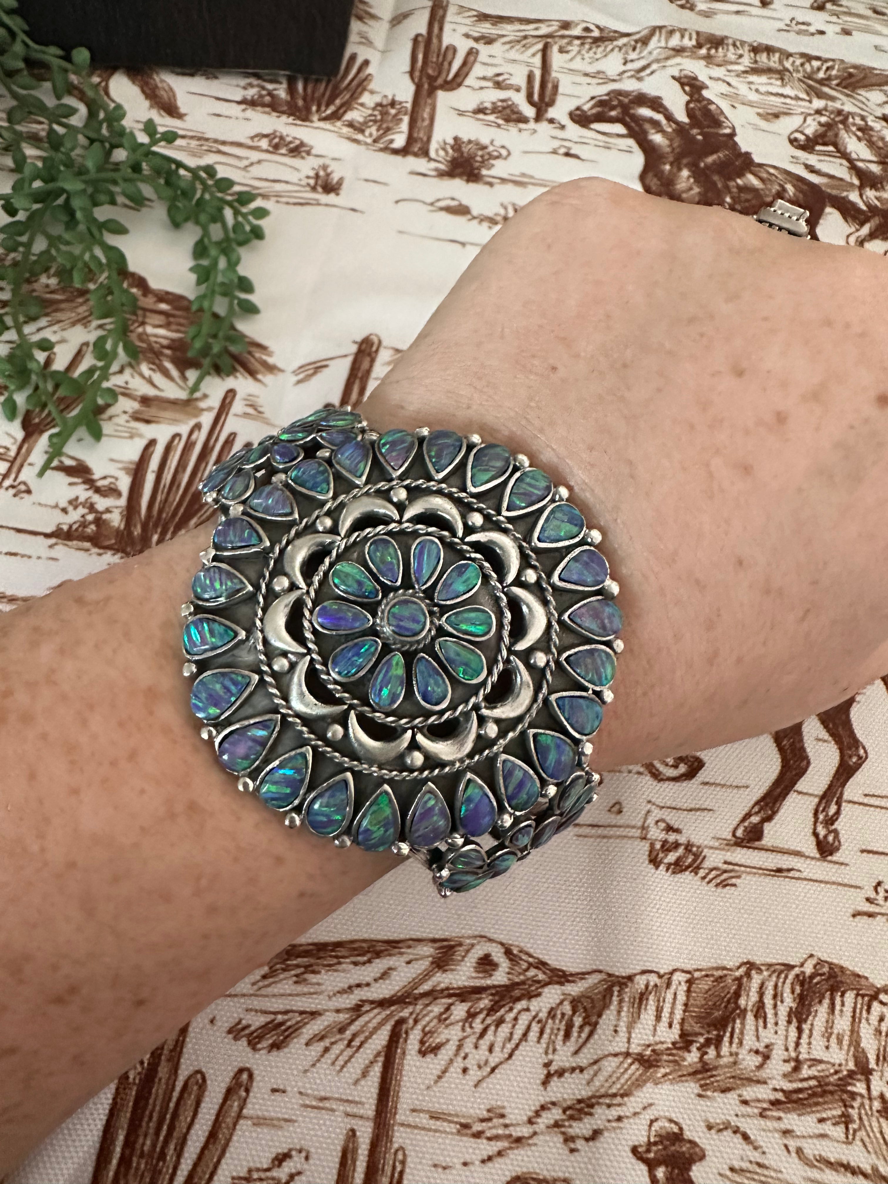 Handmade Sterling Silver & Purple Opal Cuff Bracelet /