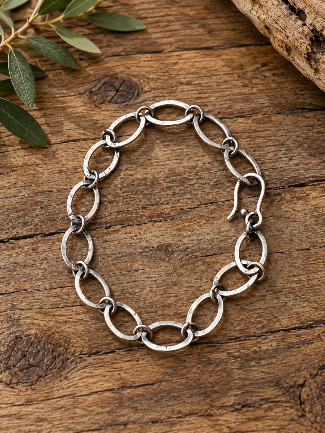 Handmade Beautiful Sterling Silver Link Bracelet 8 inch