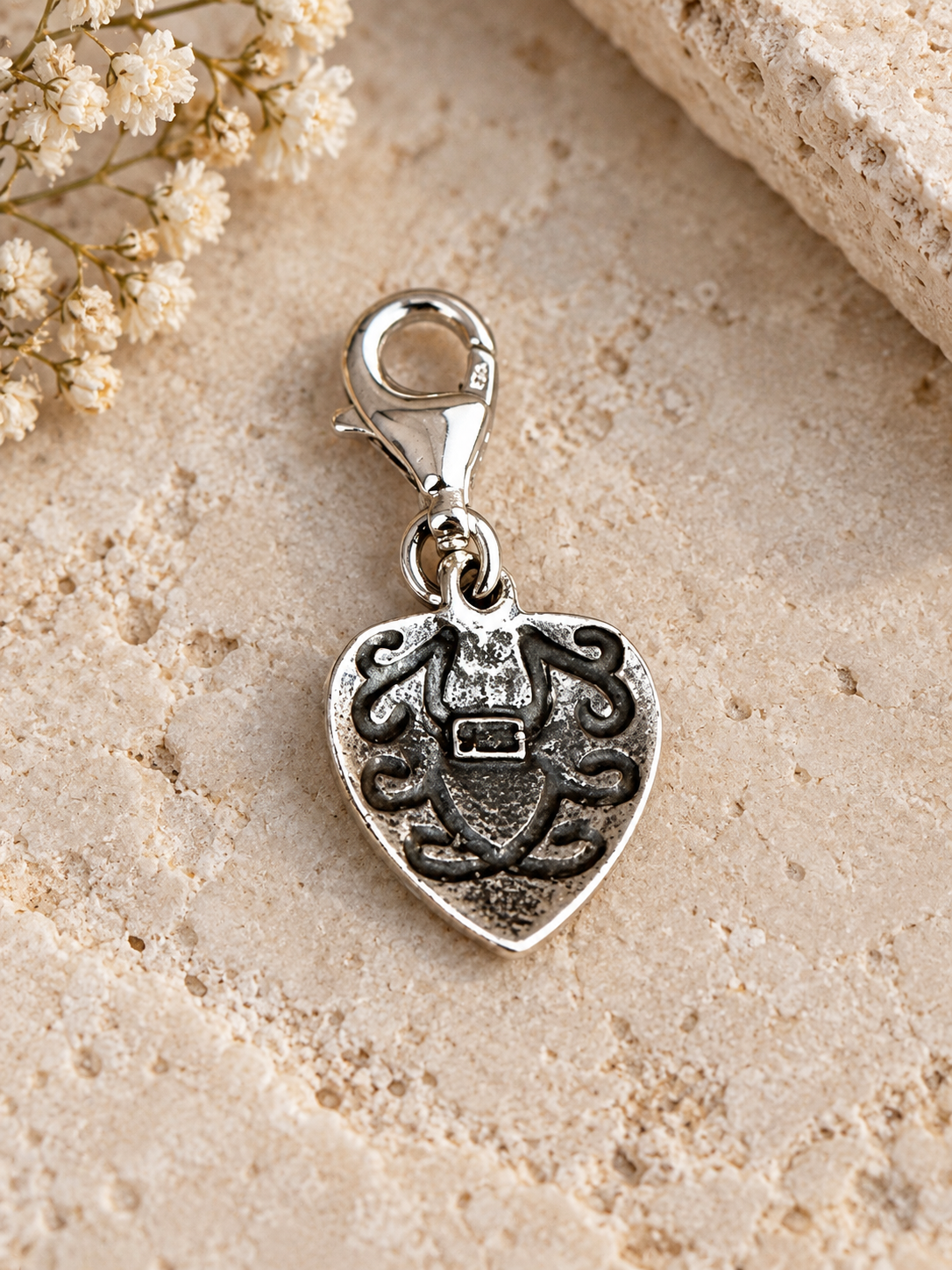 Handmade Sterling Silver Swirl Heart Charm