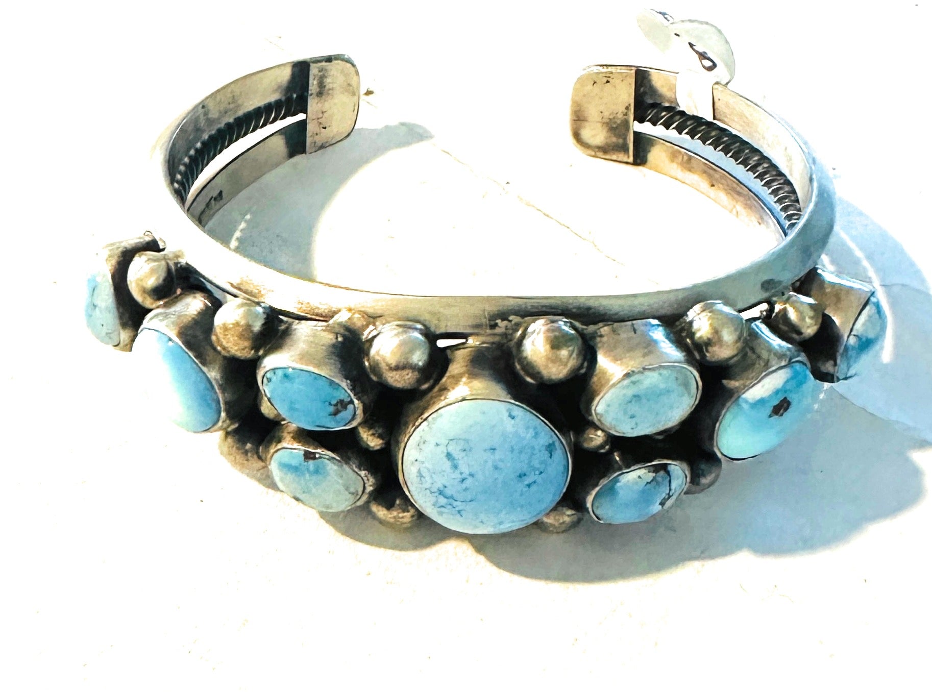 Handcrafted Golden Hills Turquoise & Sterling Silver Cuff Bracelet by Kathleen Chavez /
