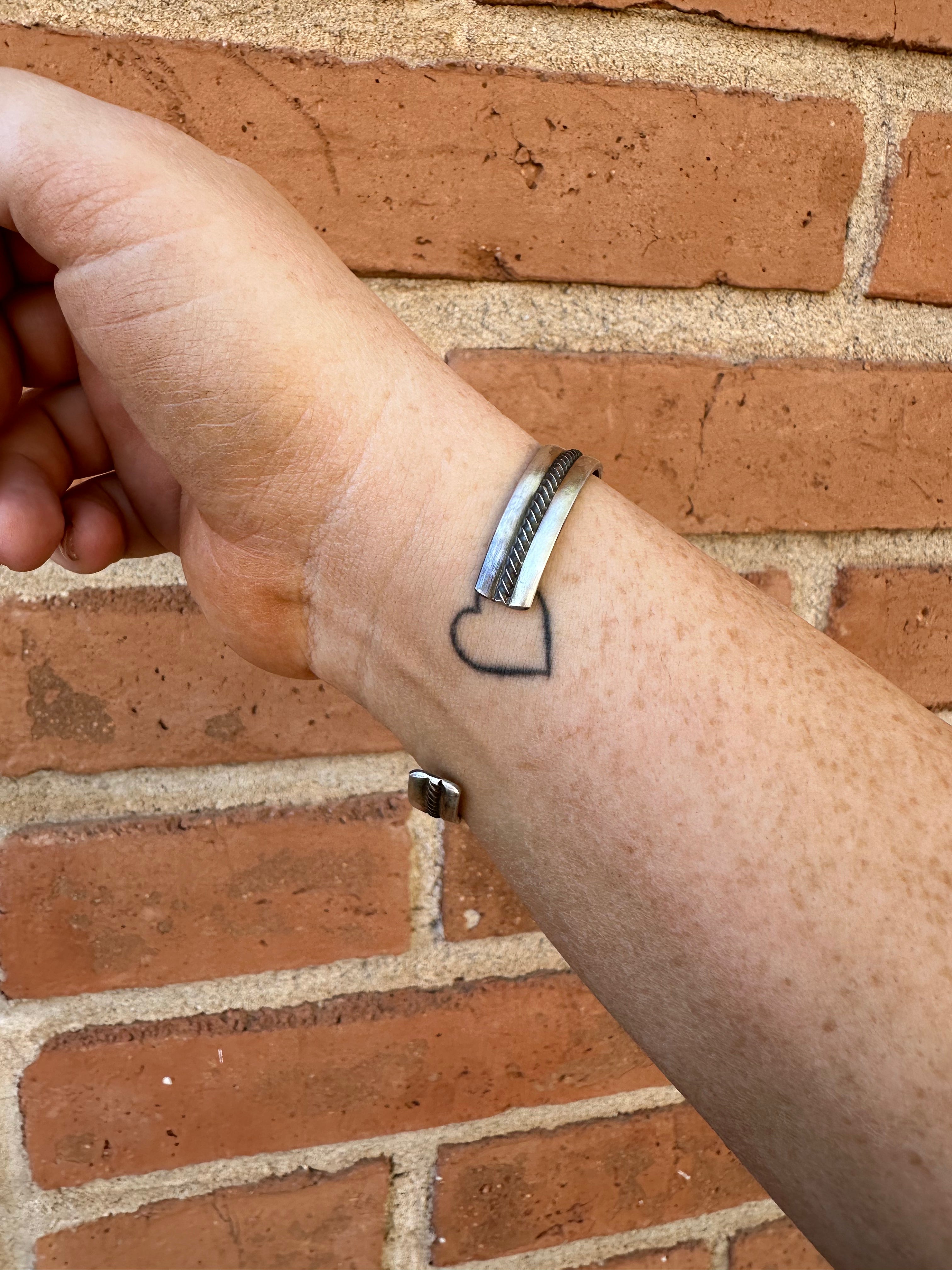 Beautiful Handcrafted Turquoise & Sterling Silver 3 Stone Cuff Bracelet Signed Kathleen G /