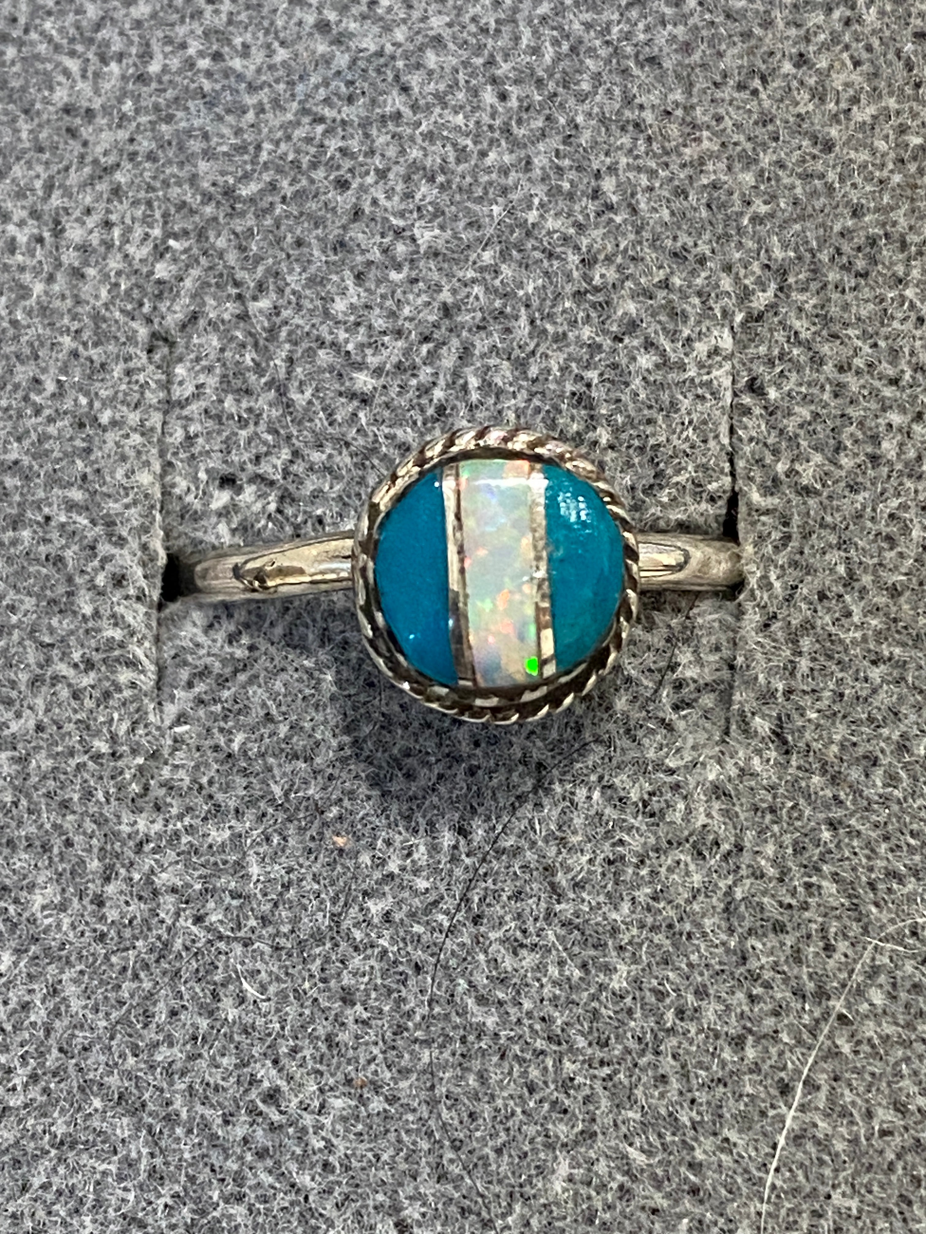 Handcrafted Sterling Silver & Blue Opal Inlay Ring