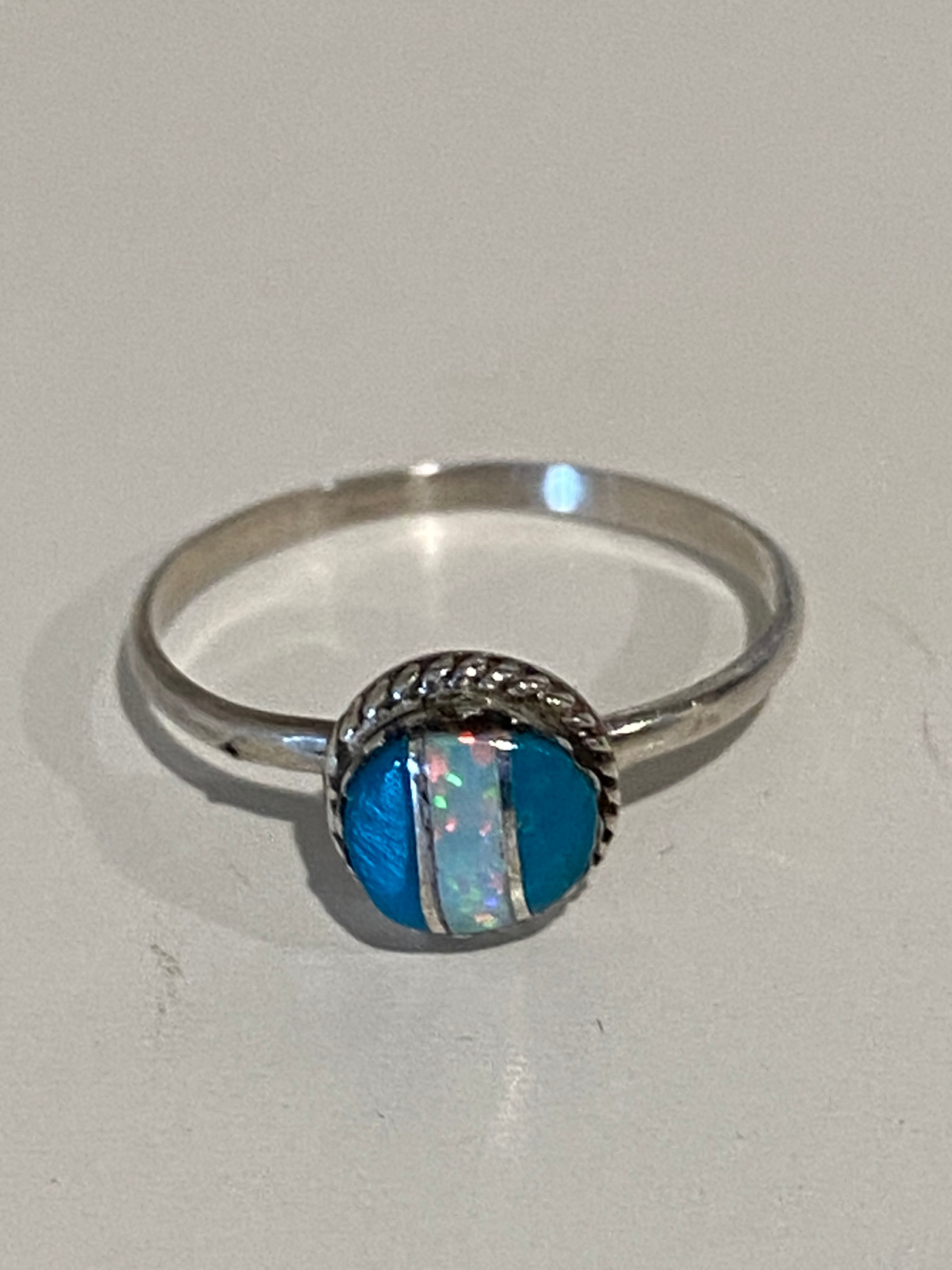 Handcrafted Sterling Silver & Blue Opal Inlay Ring