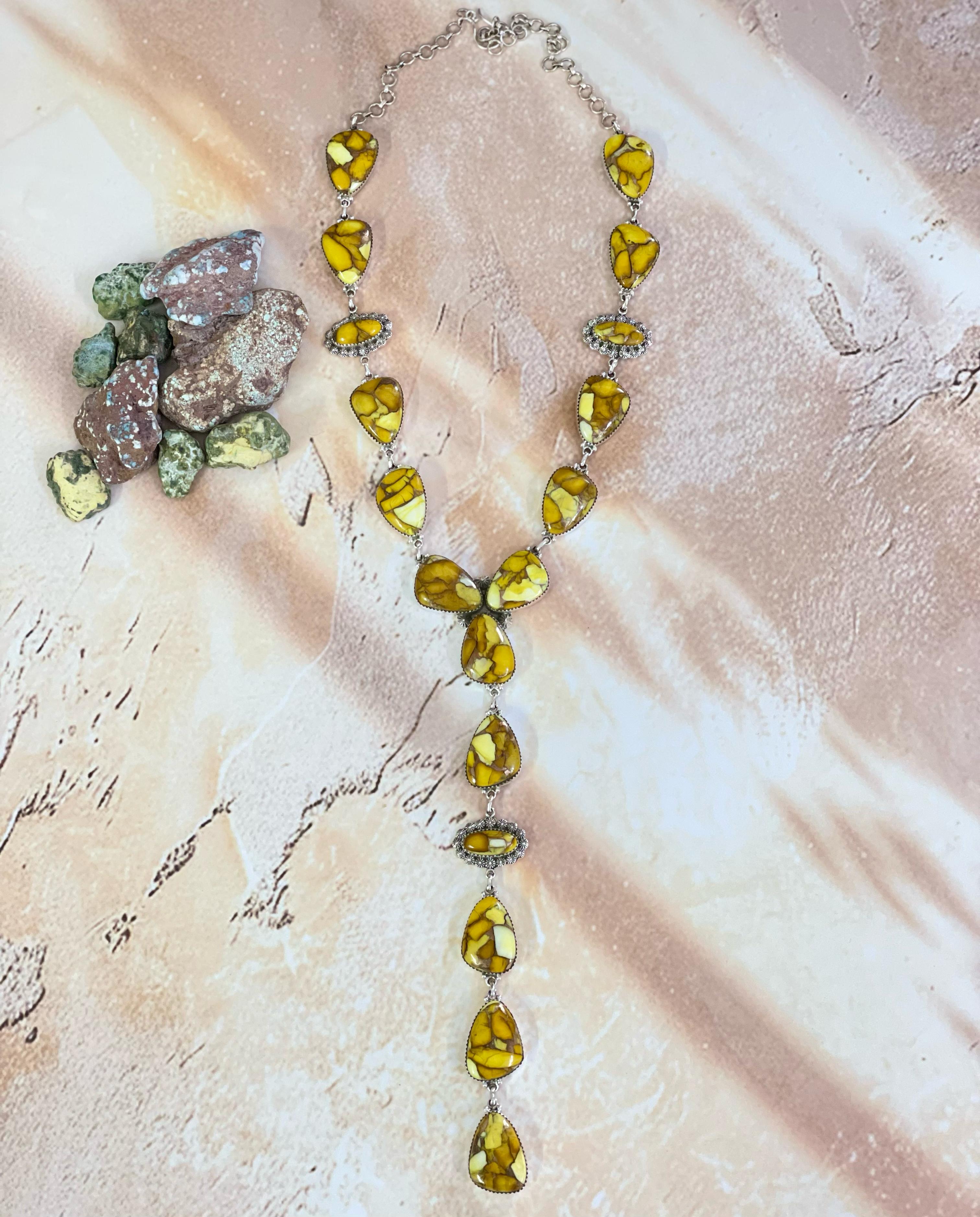 Handmade Sterling Silver Honey Dahlia Necklace, Signed Nizhoni