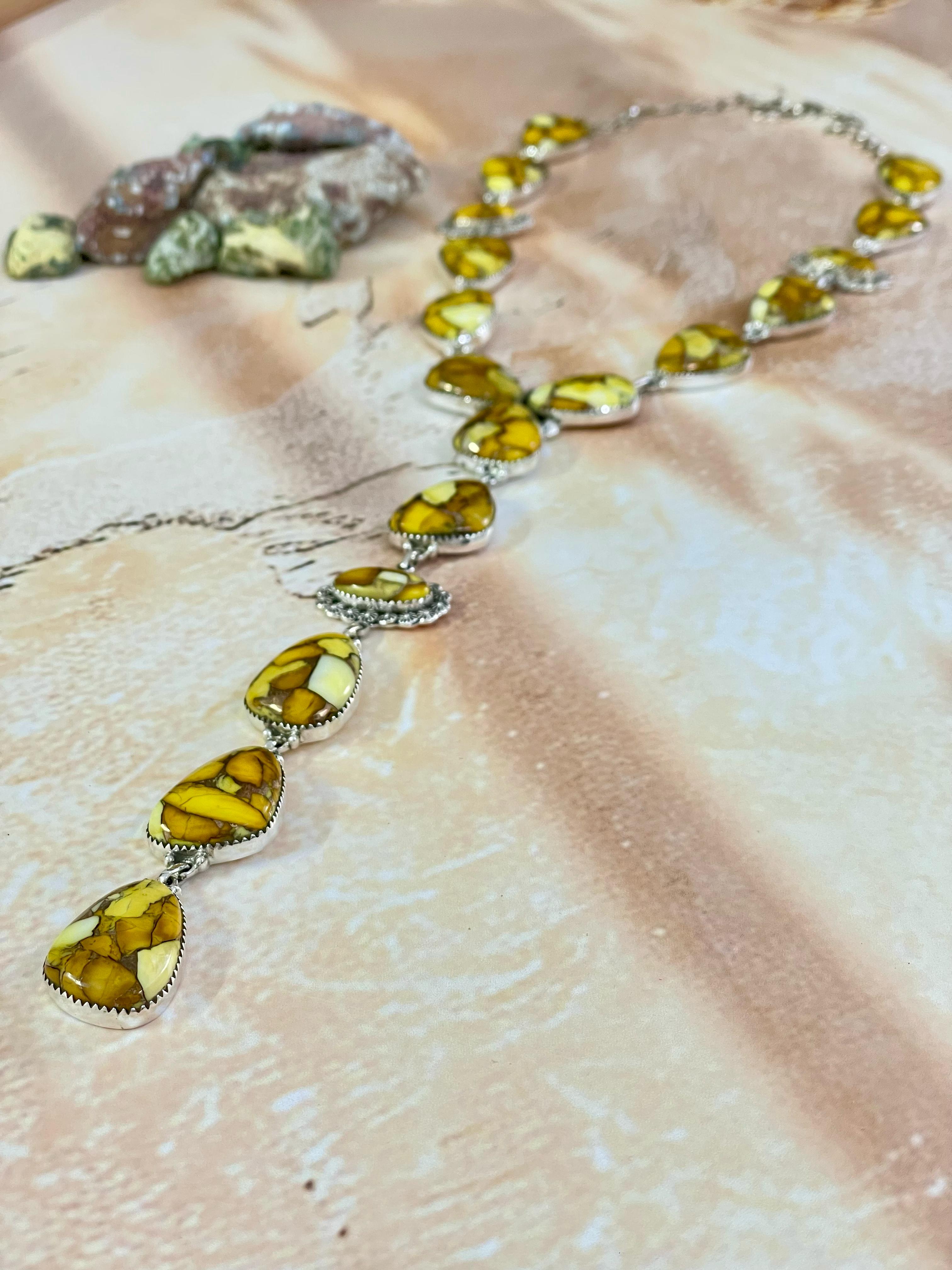 Handmade Sterling Silver Honey Dahlia Necklace, Signed Nizhoni