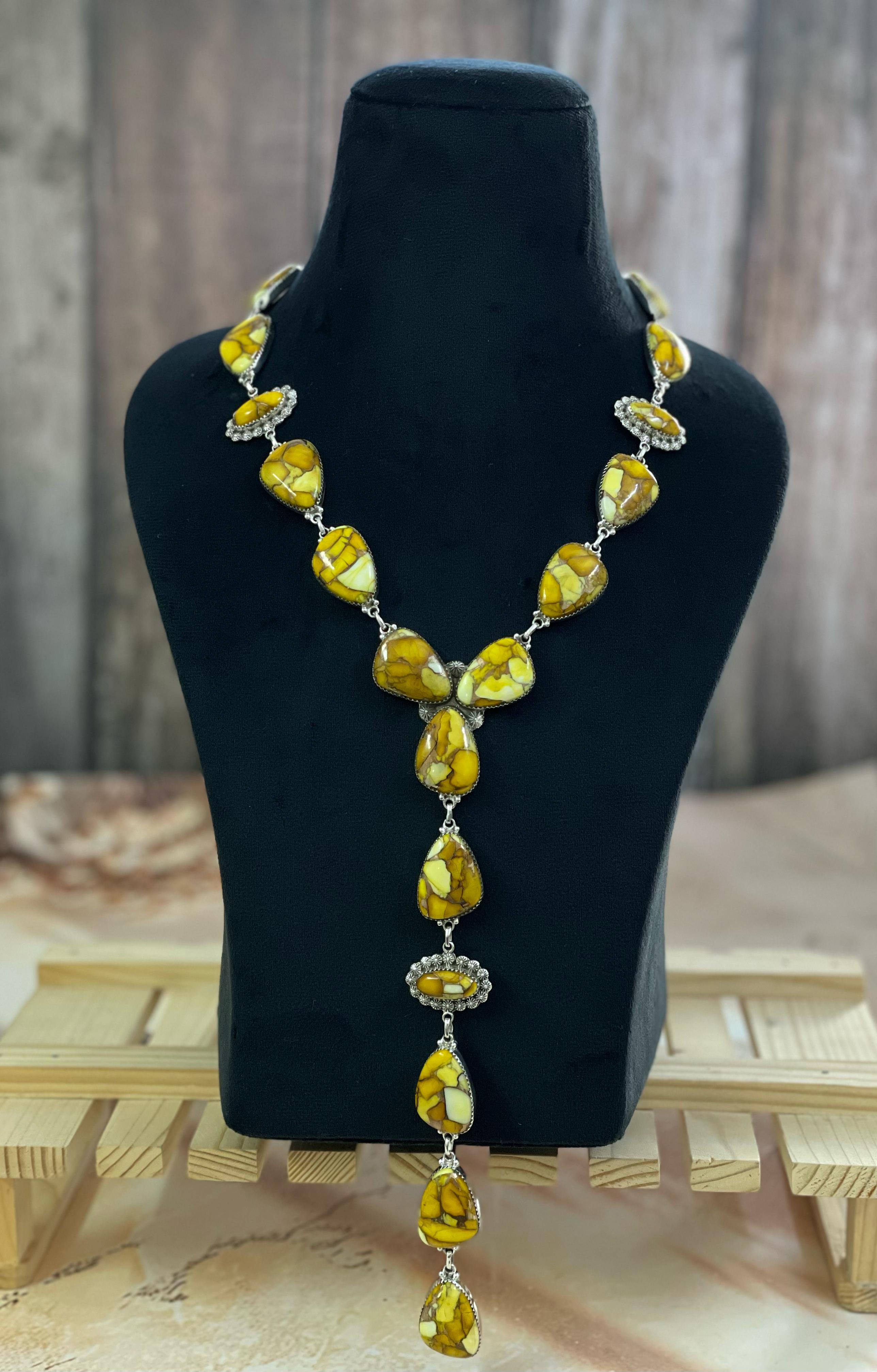 Handmade Sterling Silver Honey Dahlia Necklace, Signed Nizhoni