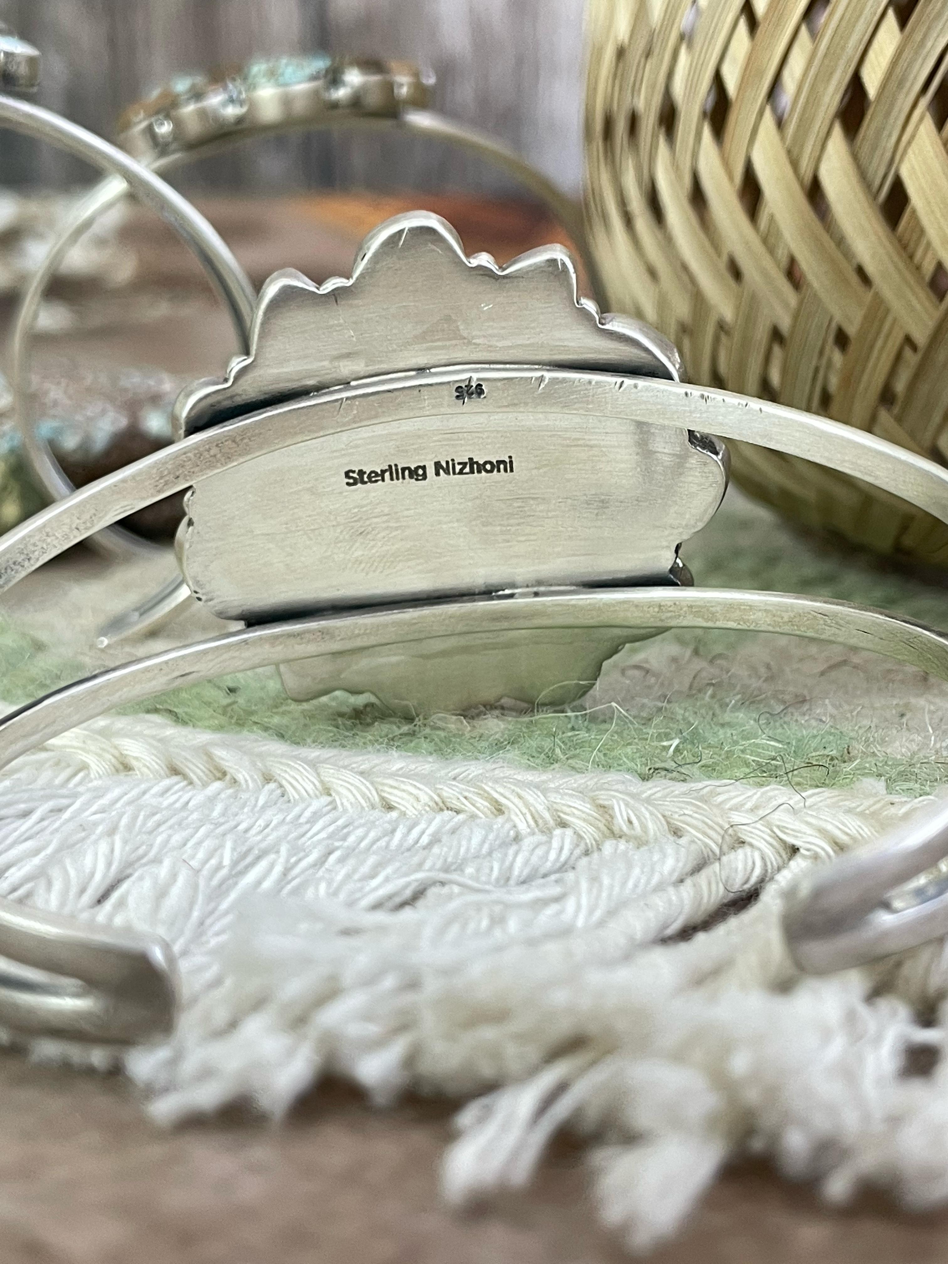 Handmade Sterling Silver Number 8 Turquoise Bracelet Signed Nizhoni