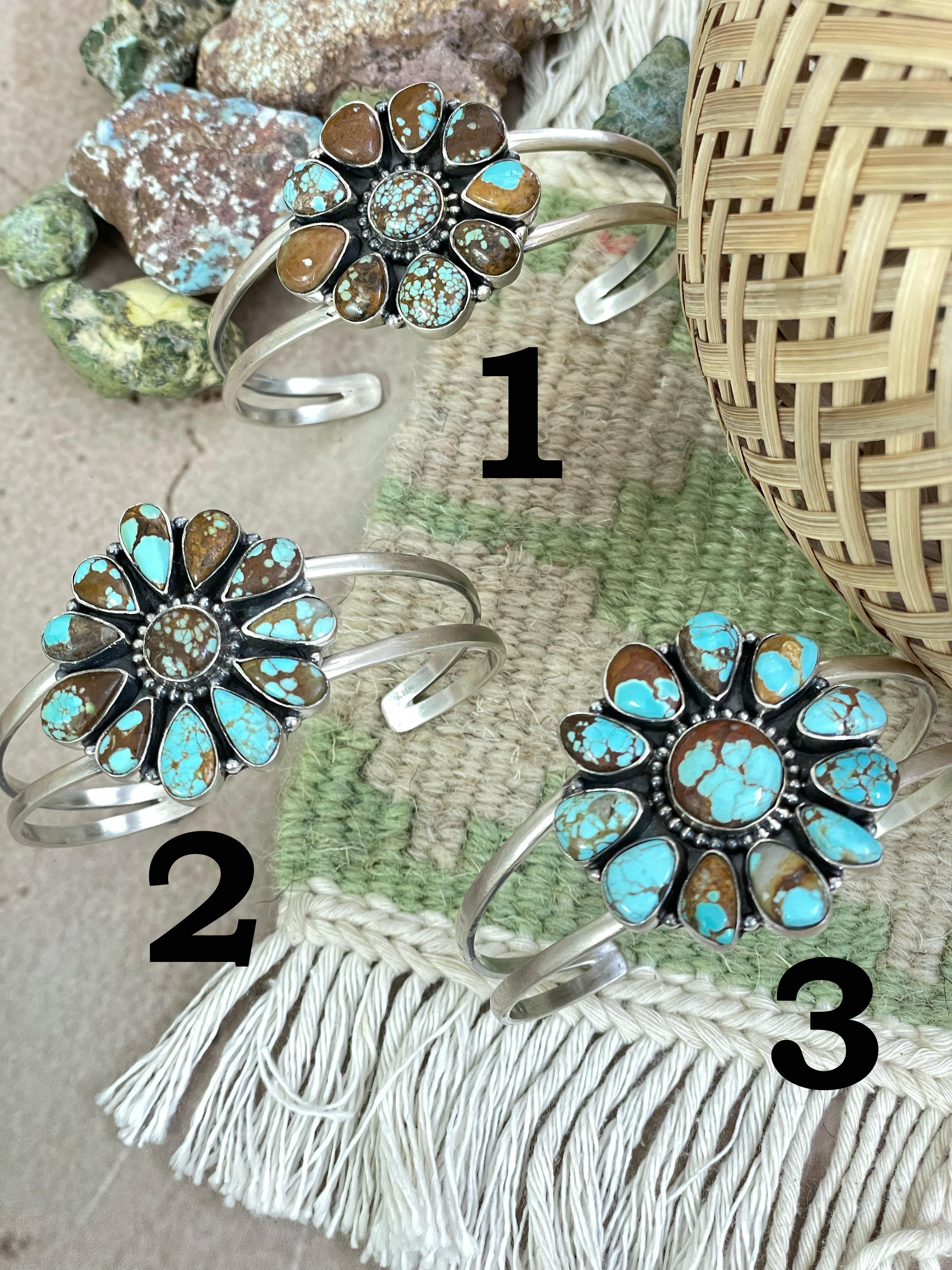 Handmade Sterling Silver Number 8 Turquoise Bracelet Signed Nizhoni