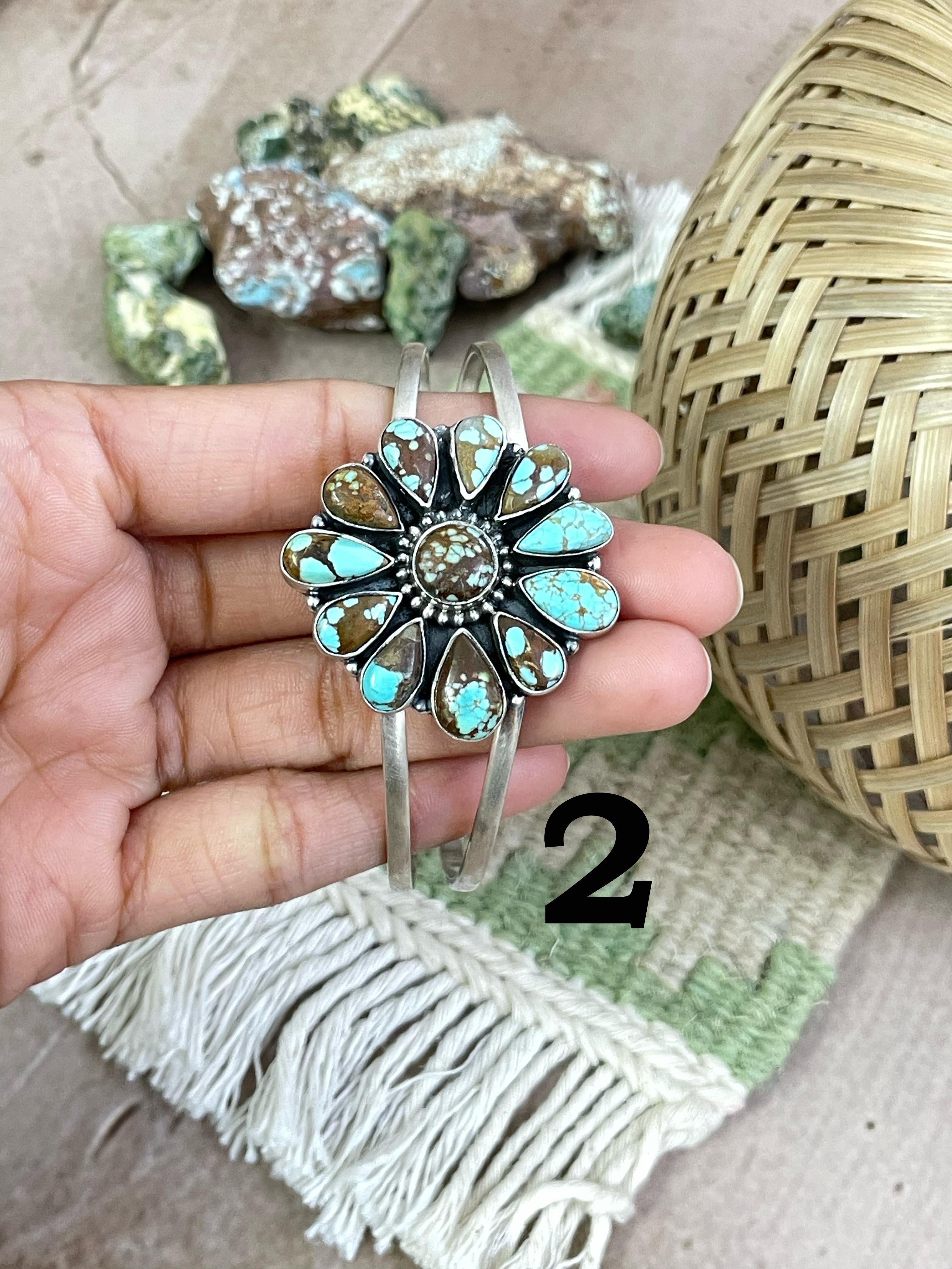 Handmade Sterling Silver Number 8 Turquoise Bracelet Signed Nizhoni