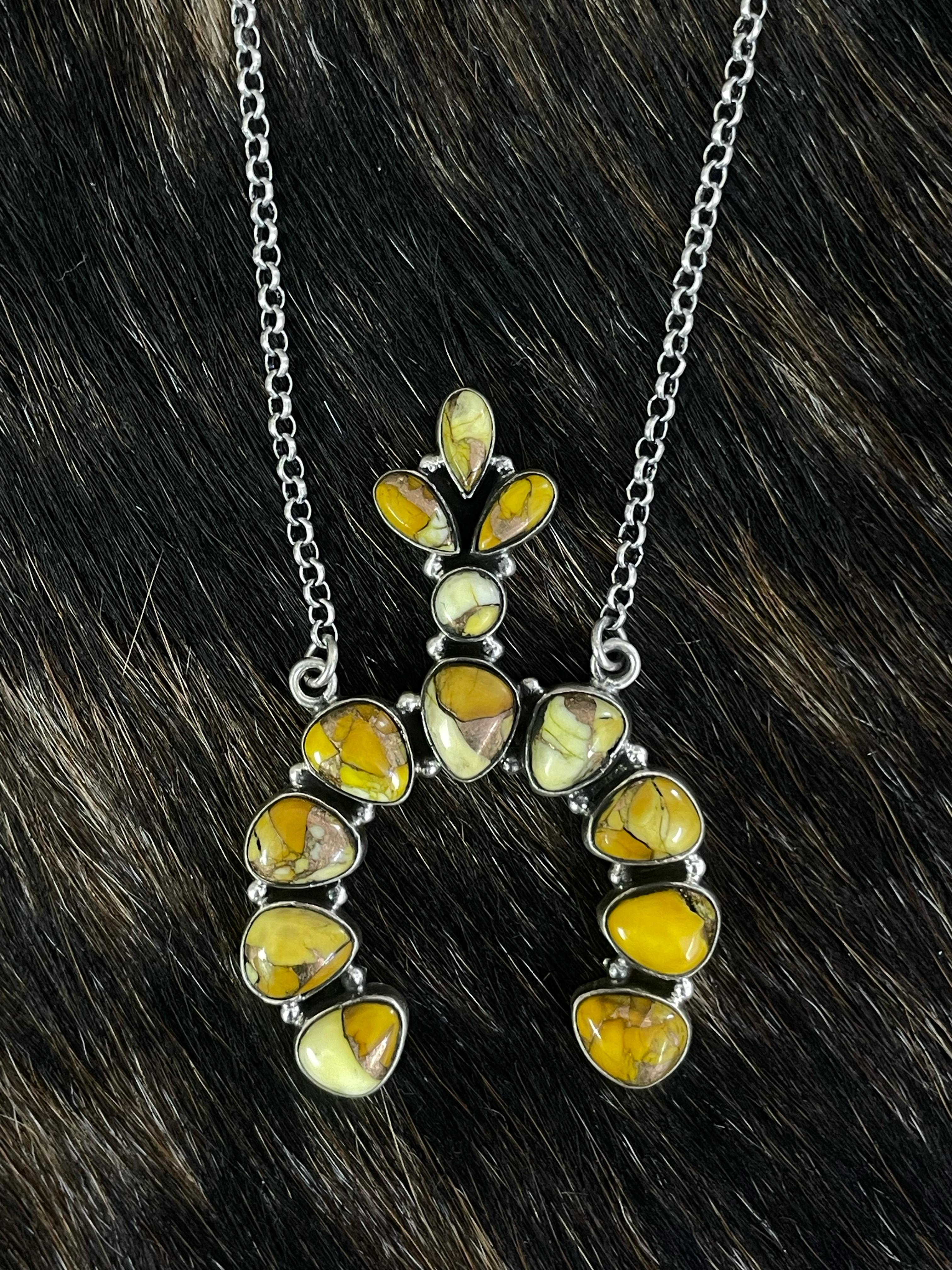 Handmade Sterling Silver Honey Dahlia Necklace with Signed Nizhoni