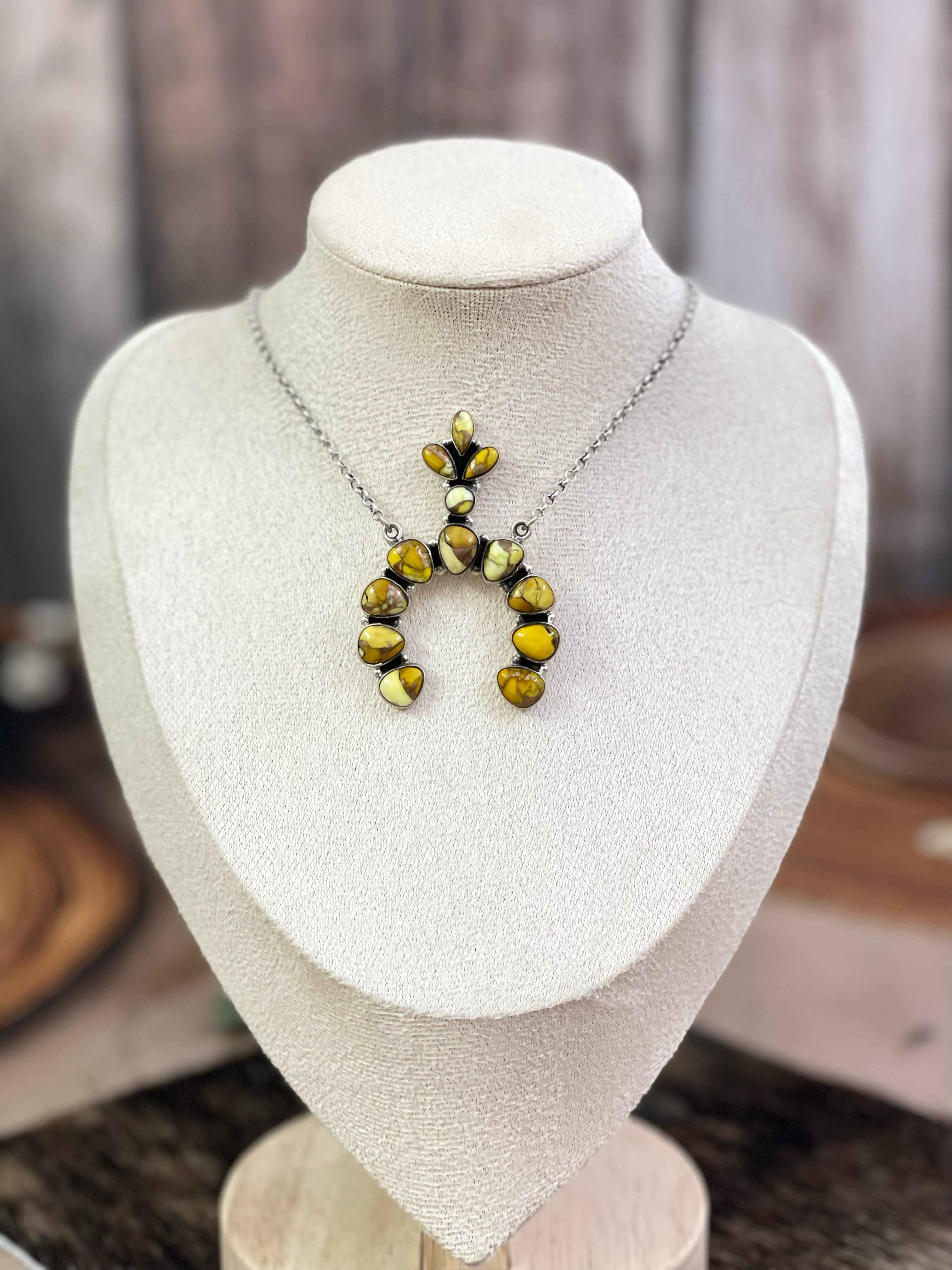 Handmade Sterling Silver Honey Dahlia Necklace with Signed Nizhoni