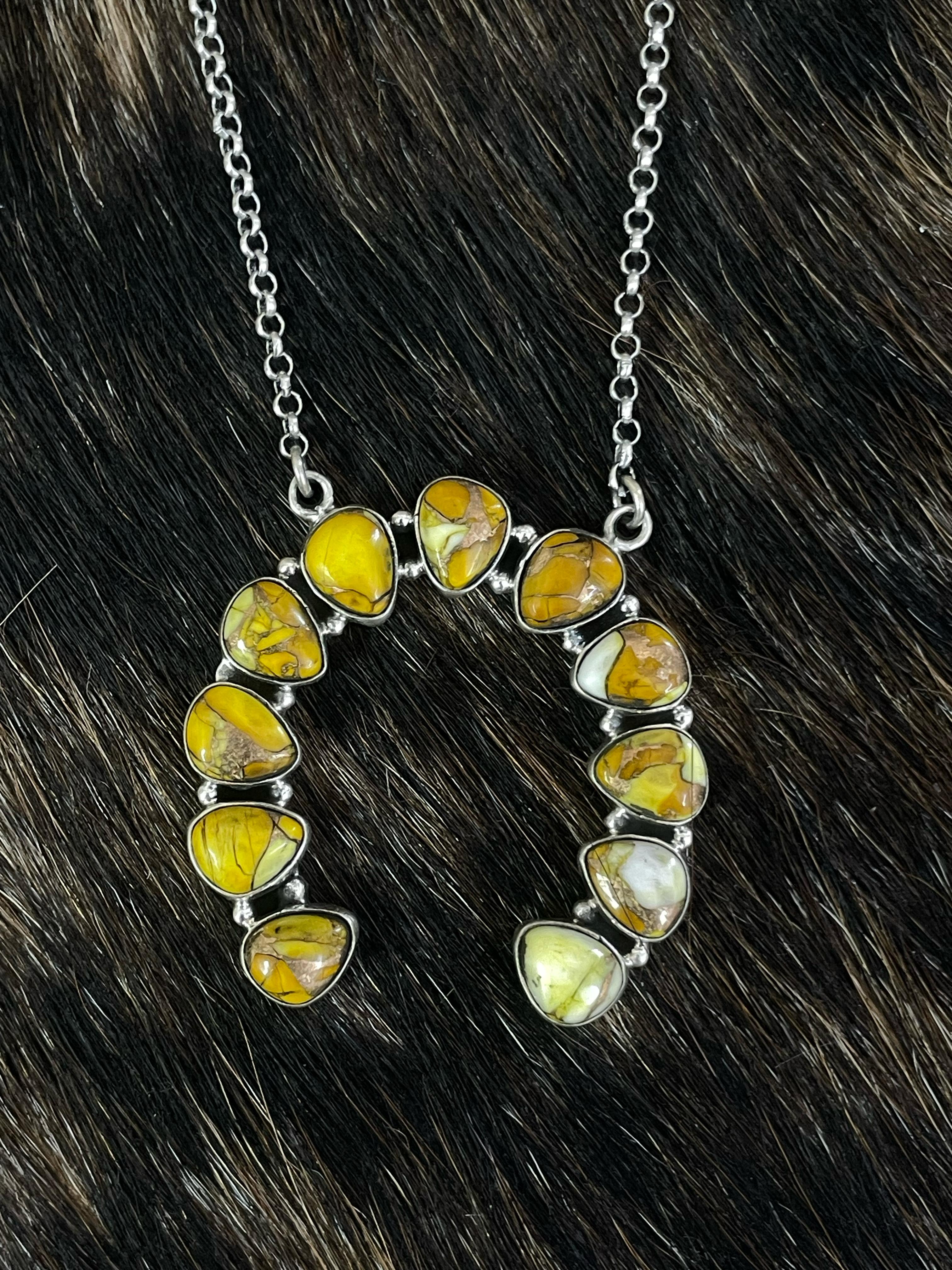 Handmade Sterling Silver Honey Dahlia Naja Necklace with Signed Nizhoni