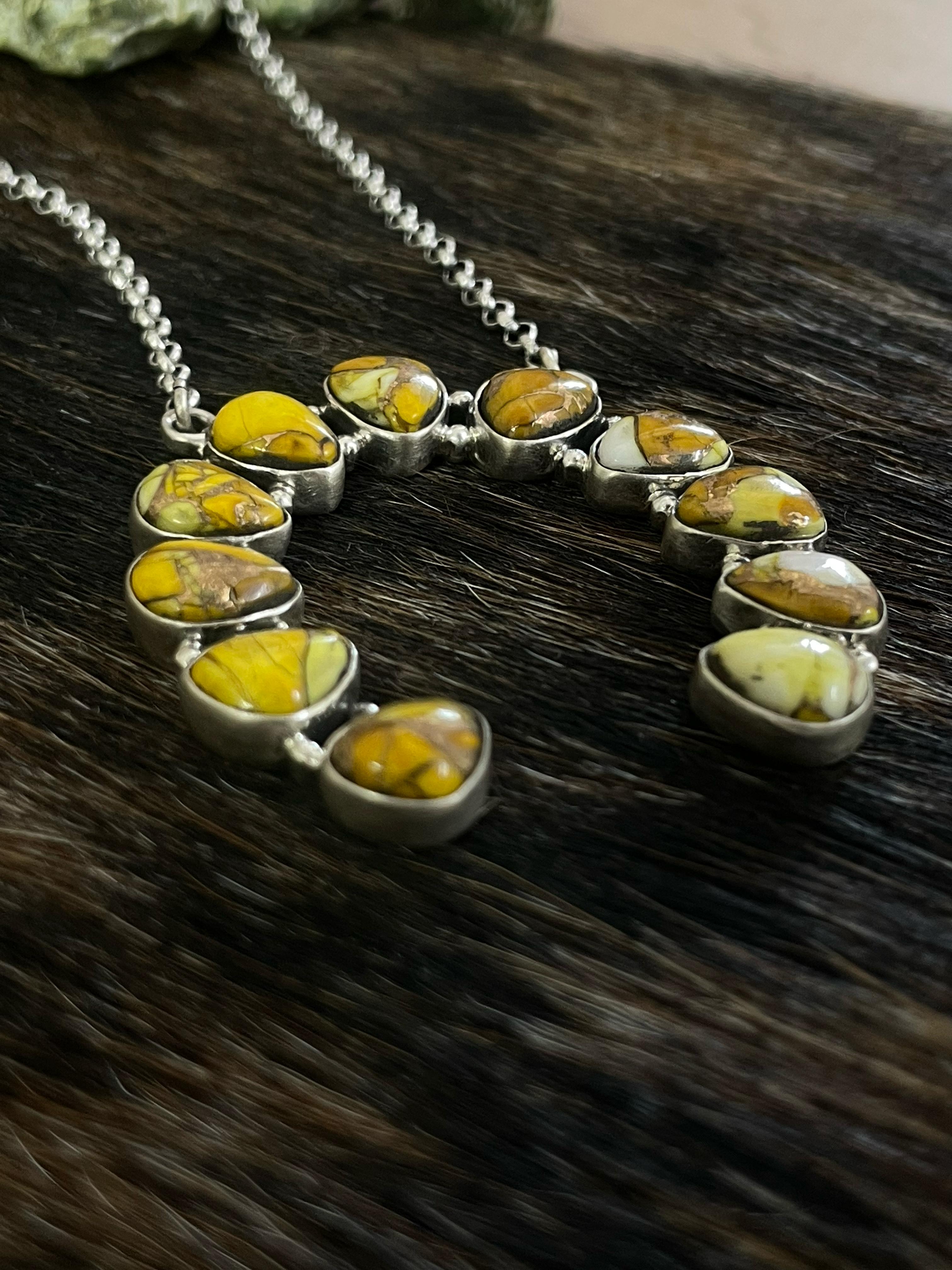 Handmade Sterling Silver Honey Dahlia Naja Necklace with Signed Nizhoni