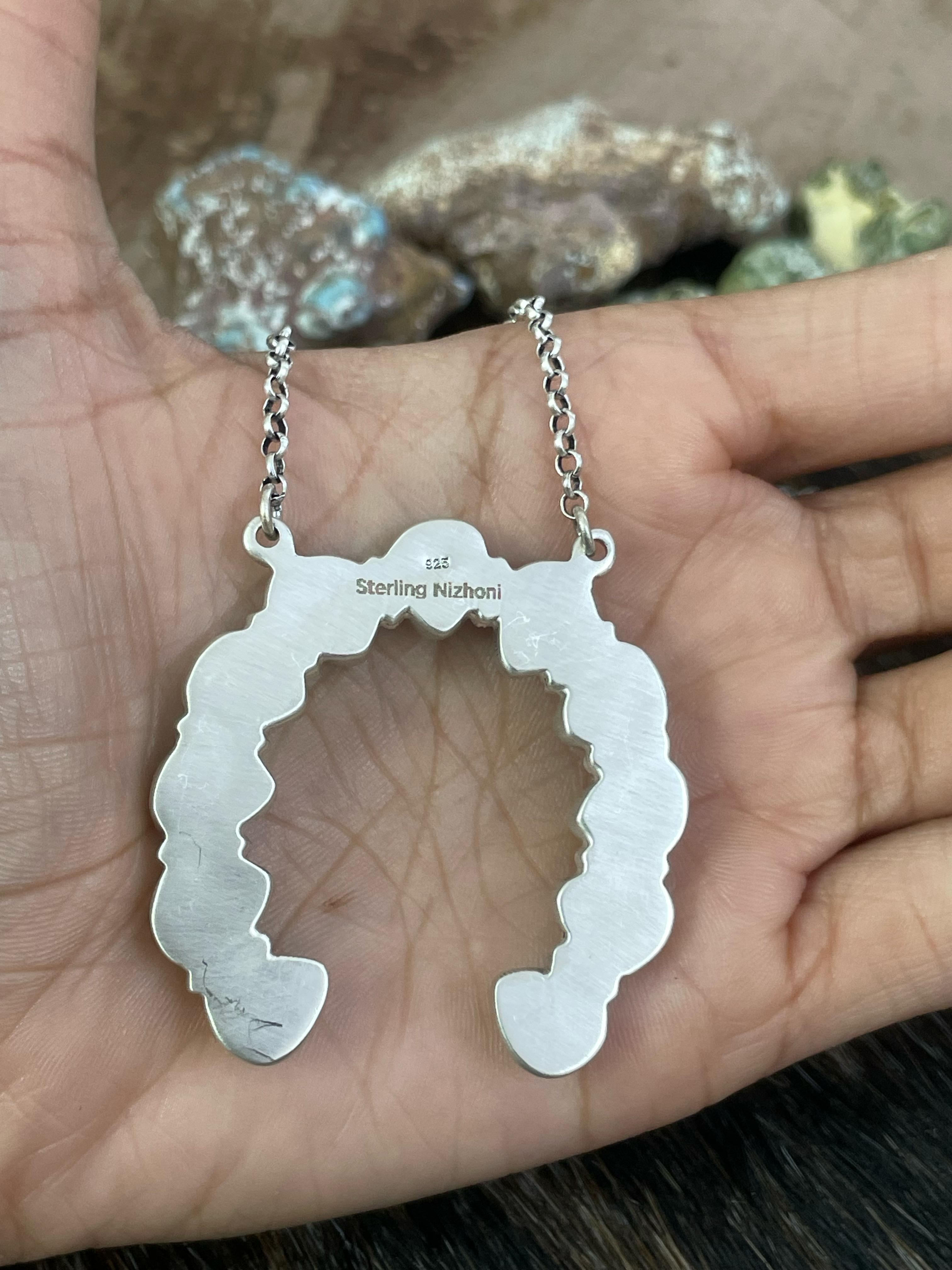 Handmade Sterling Silver Honey Dahlia Naja Necklace with Signed Nizhoni