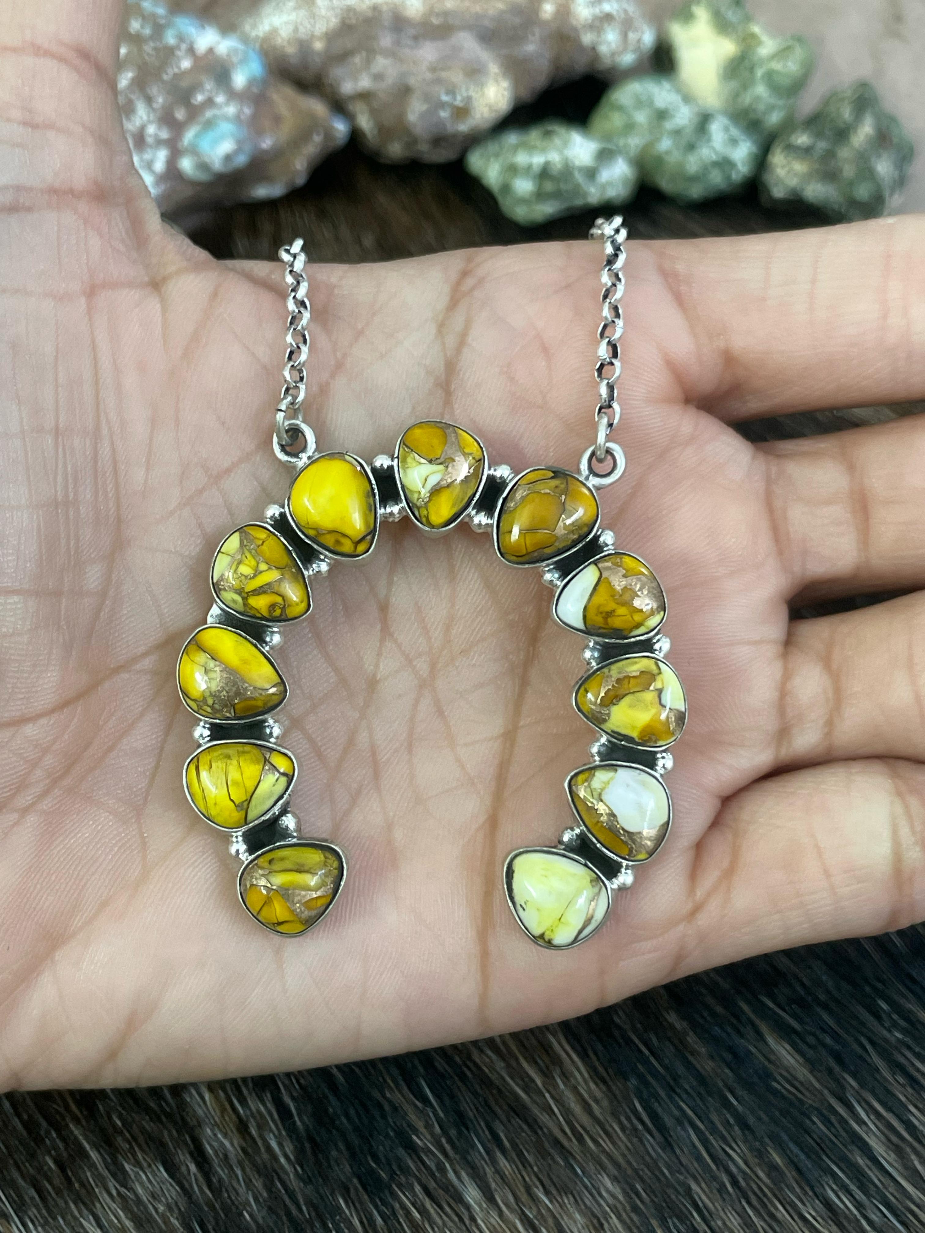 Handmade Sterling Silver Honey Dahlia Naja Necklace with Signed Nizhoni