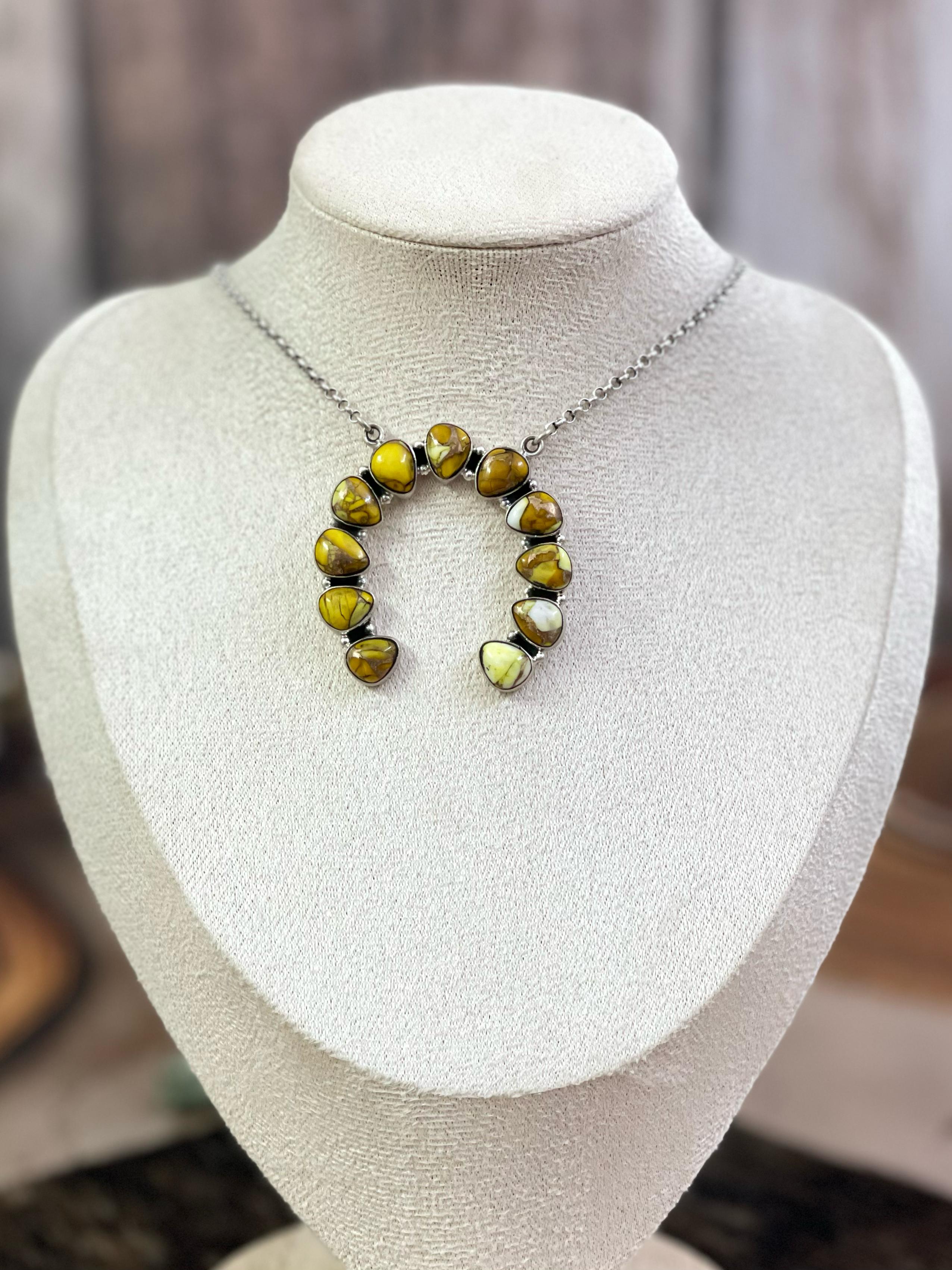 Handmade Sterling Silver Honey Dahlia Naja Necklace with Signed Nizhoni