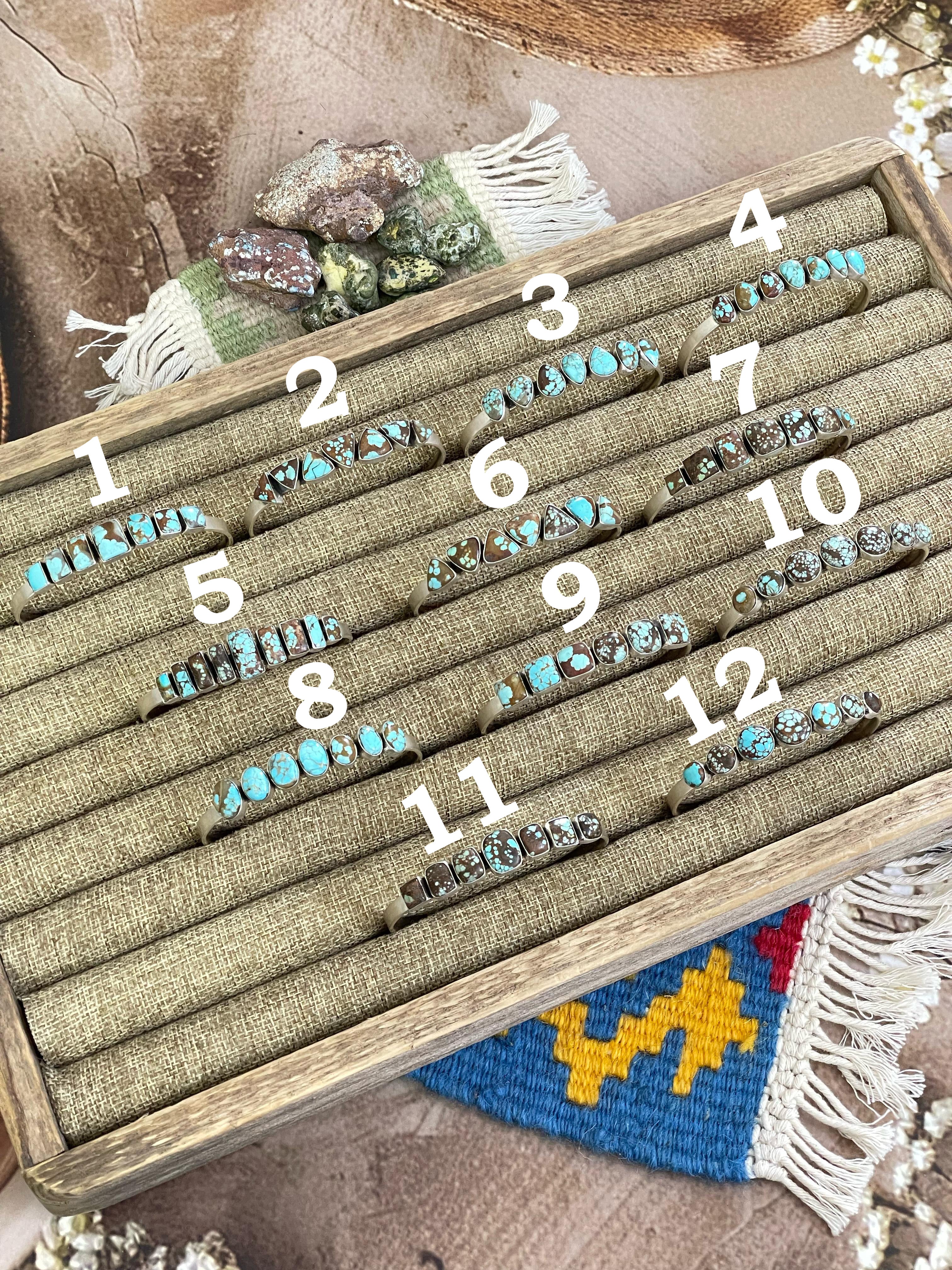 Handmade Sterling Silver Number 8 Turquoise Cuff Bracelet with Signed Nizhoni