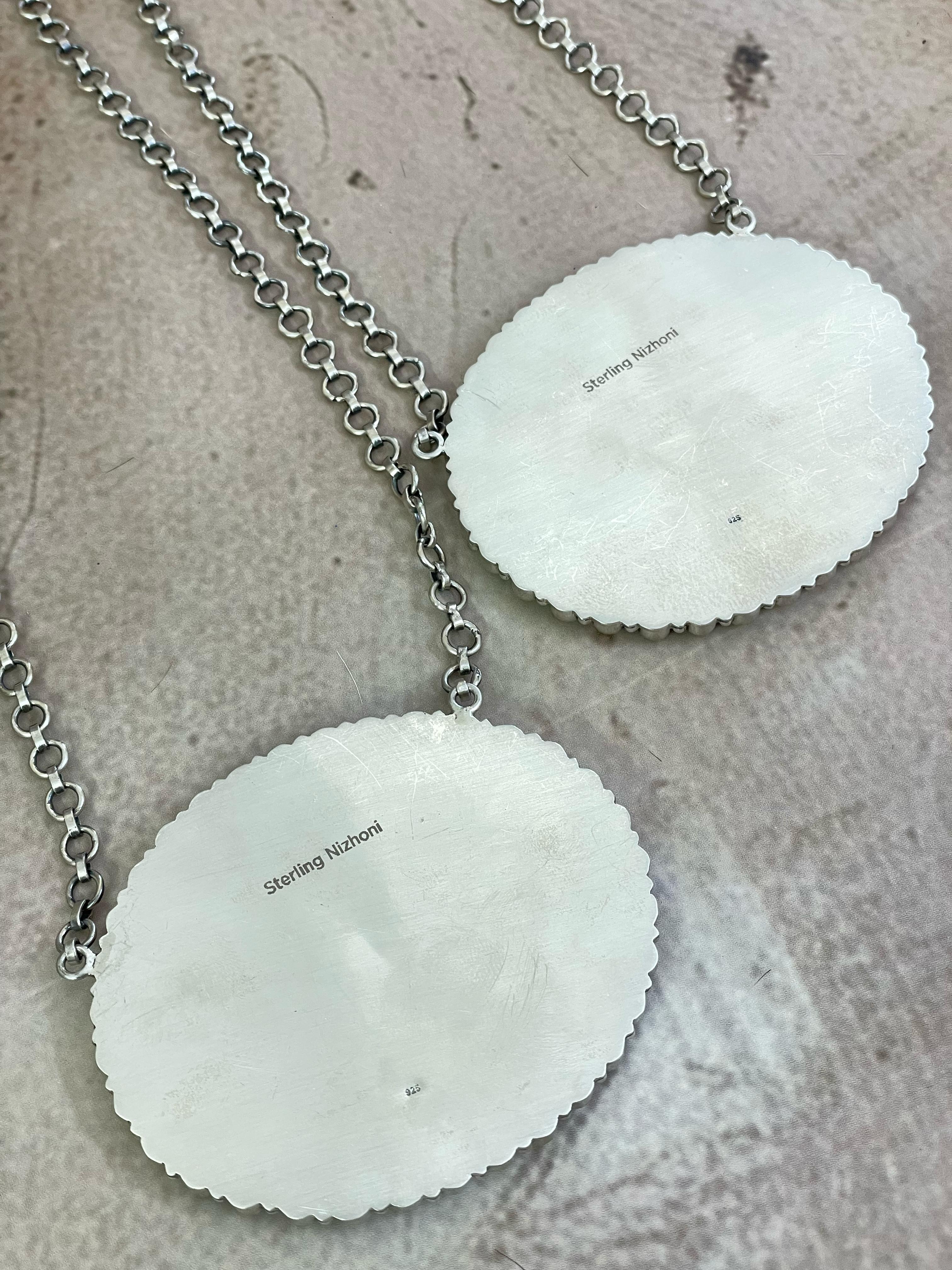 Handmade Sterling Silver Cotton Candy, Honey Dahlia Necklace with Signed Nizhoni