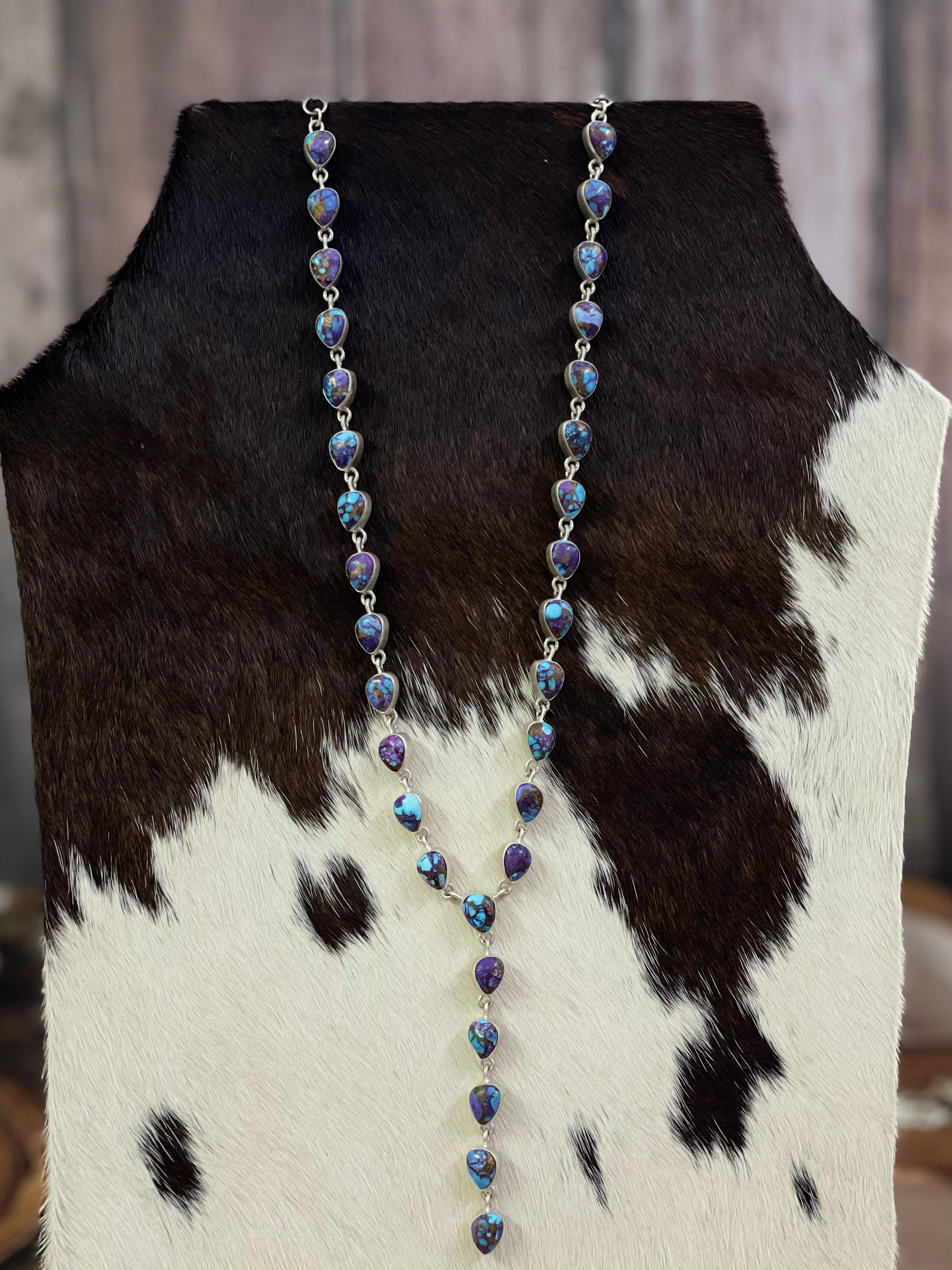 Handmade Sterling Silver Multi Gemstone Necklace with Signed Nizhoni