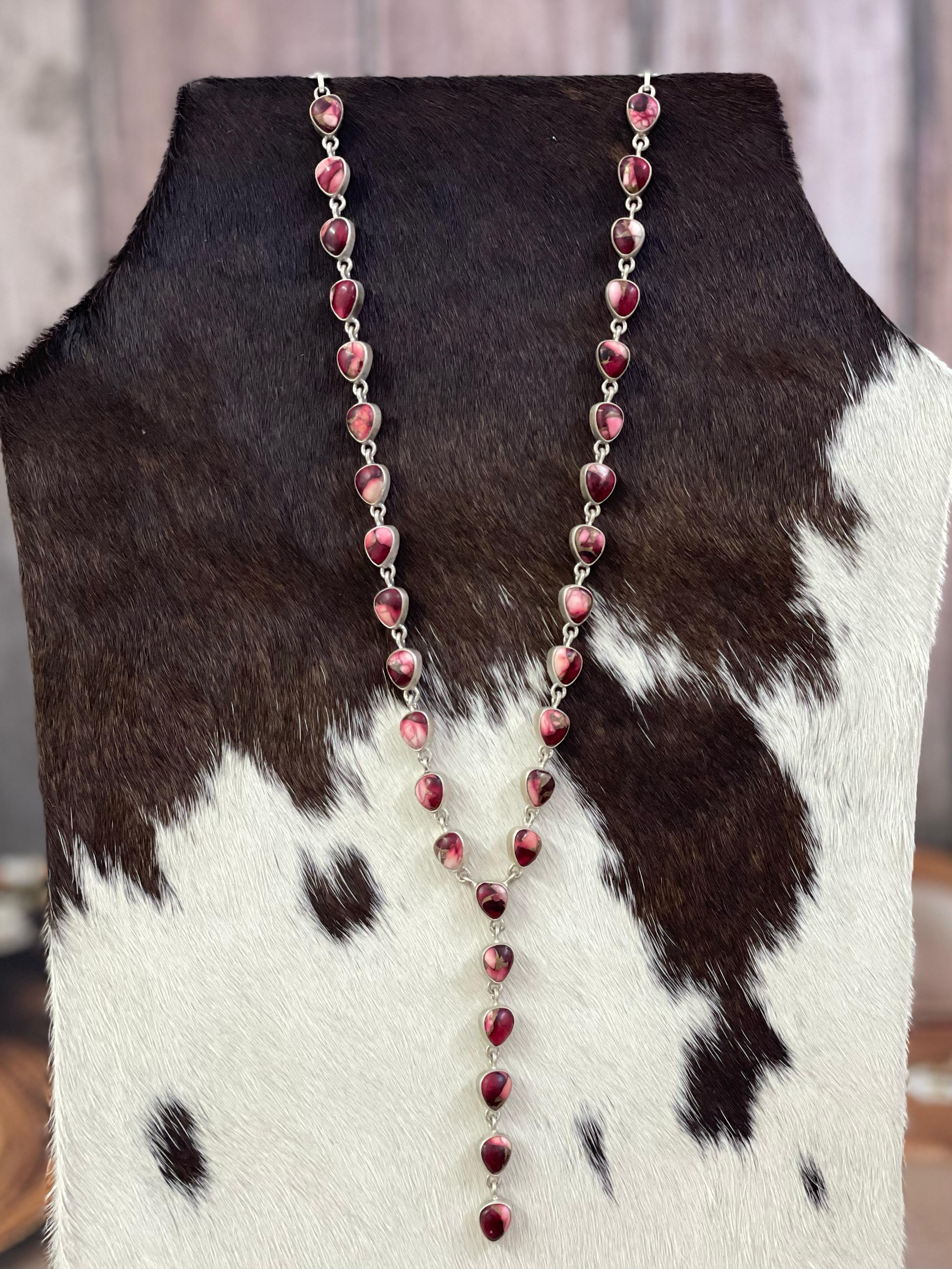 Handmade Sterling Silver Multi Gemstone Necklace with Signed Nizhoni