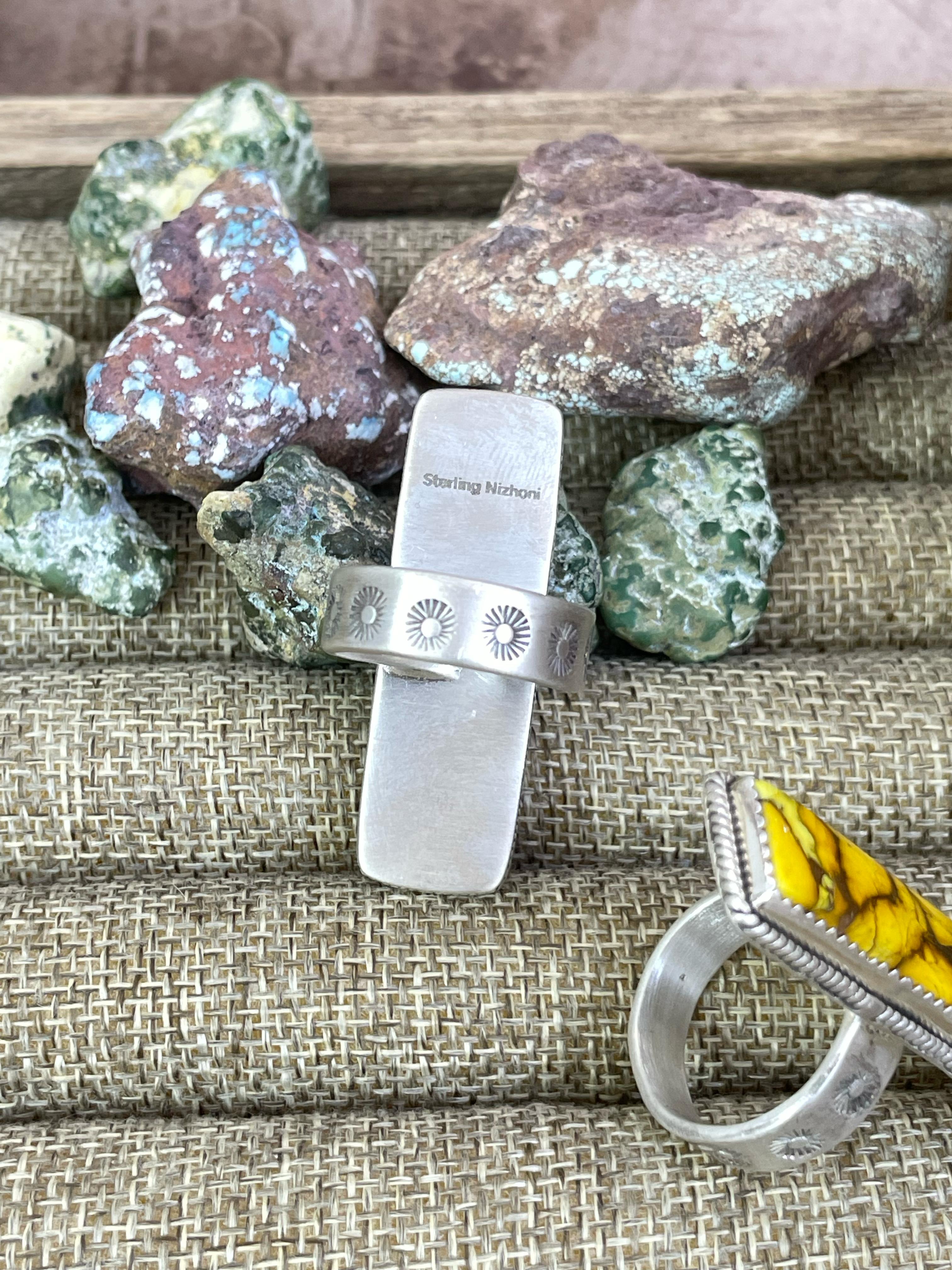 Handmade Sterling Silver Honey Dahlia, Pink Opal Adjustable Ring with Signed Nizhoni