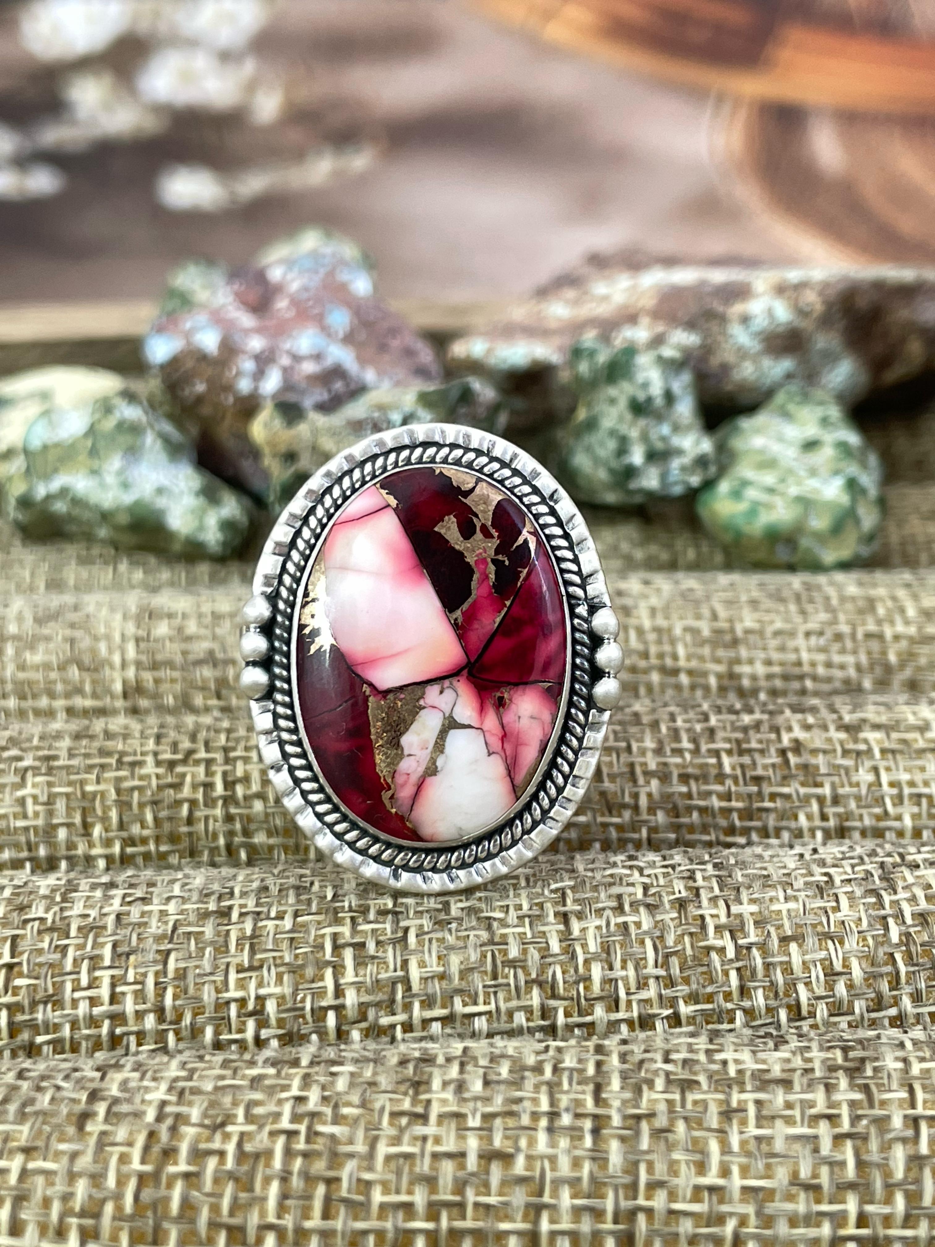 Handmade Sterling Silver Dahlia Rose Adjustable Ring with Signed Nizhoni