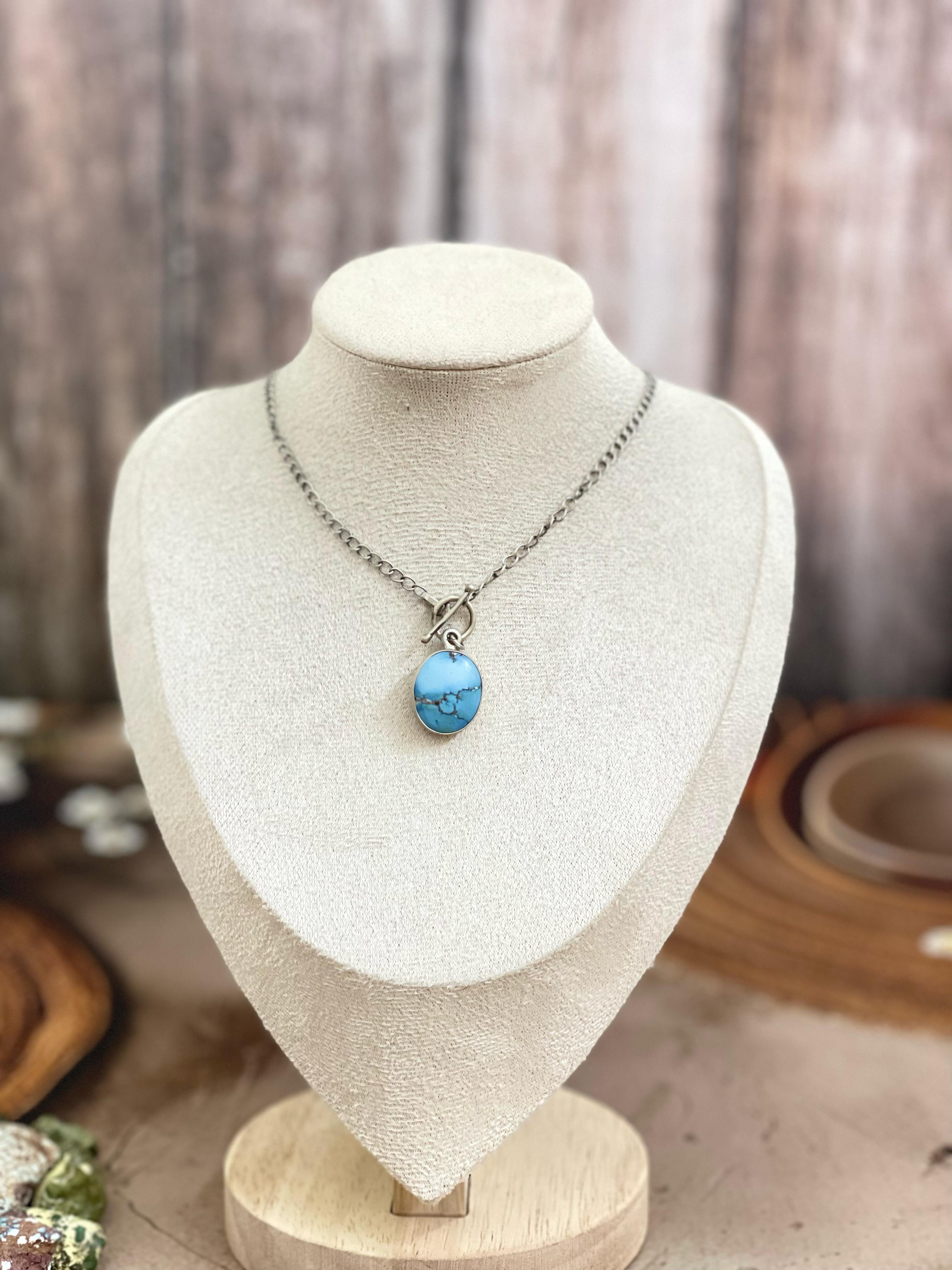 Handmade Sterling Silver Multi Stone Necklace with Signed Nizhoni