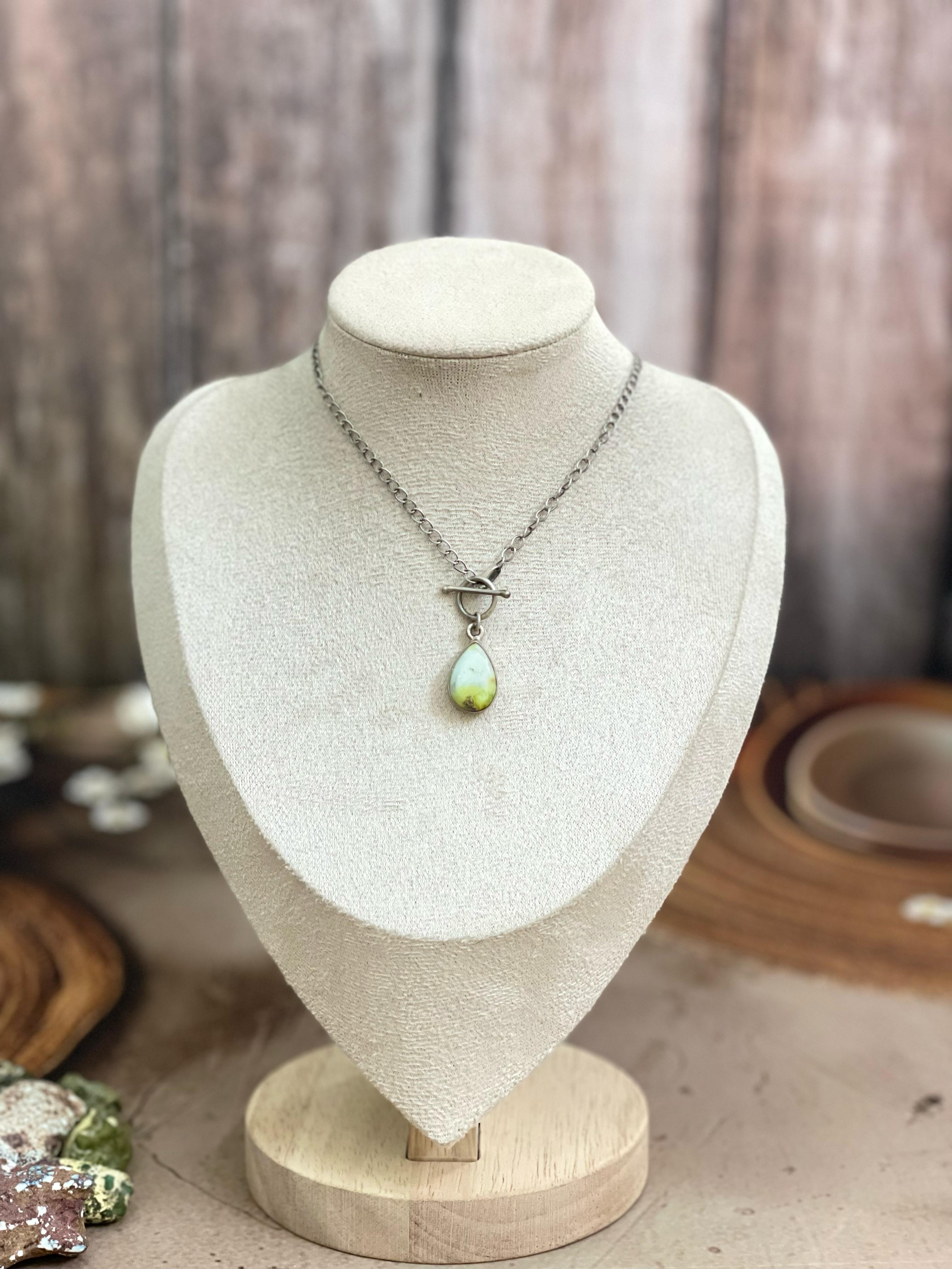 Handmade Sterling Silver Multi Stone Necklace with Signed Nizhoni