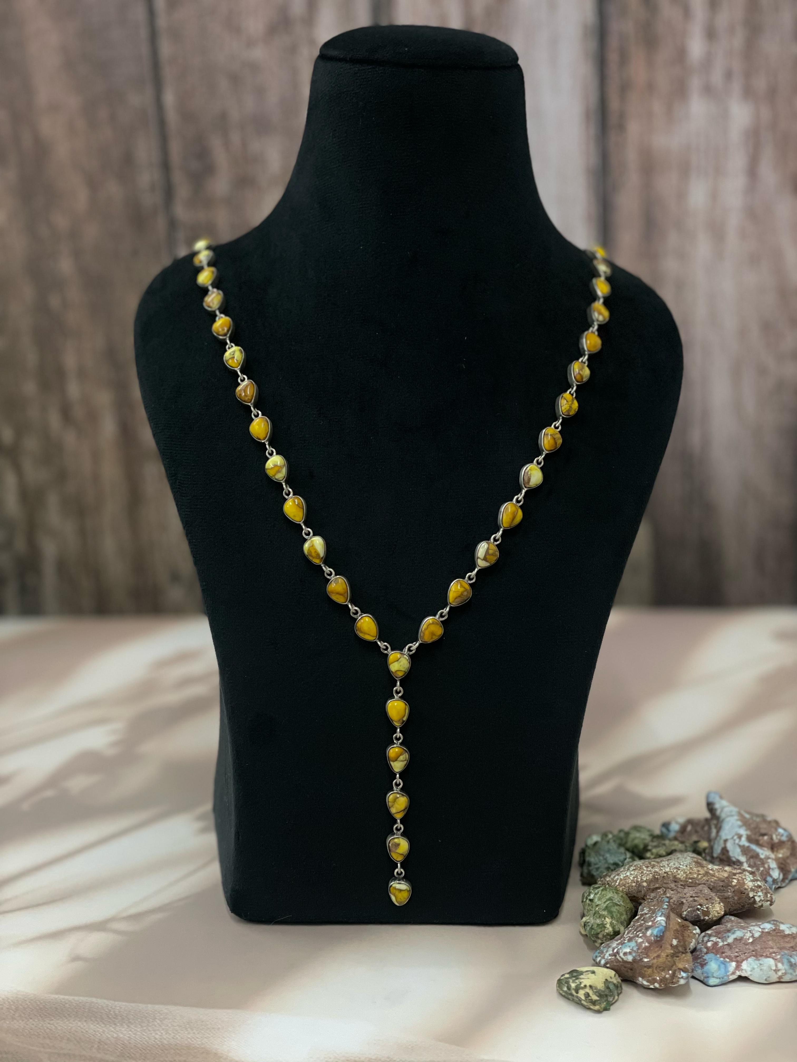 Handmade Sterling Silver Honey Dahlia Necklace with Signed Nizhoni