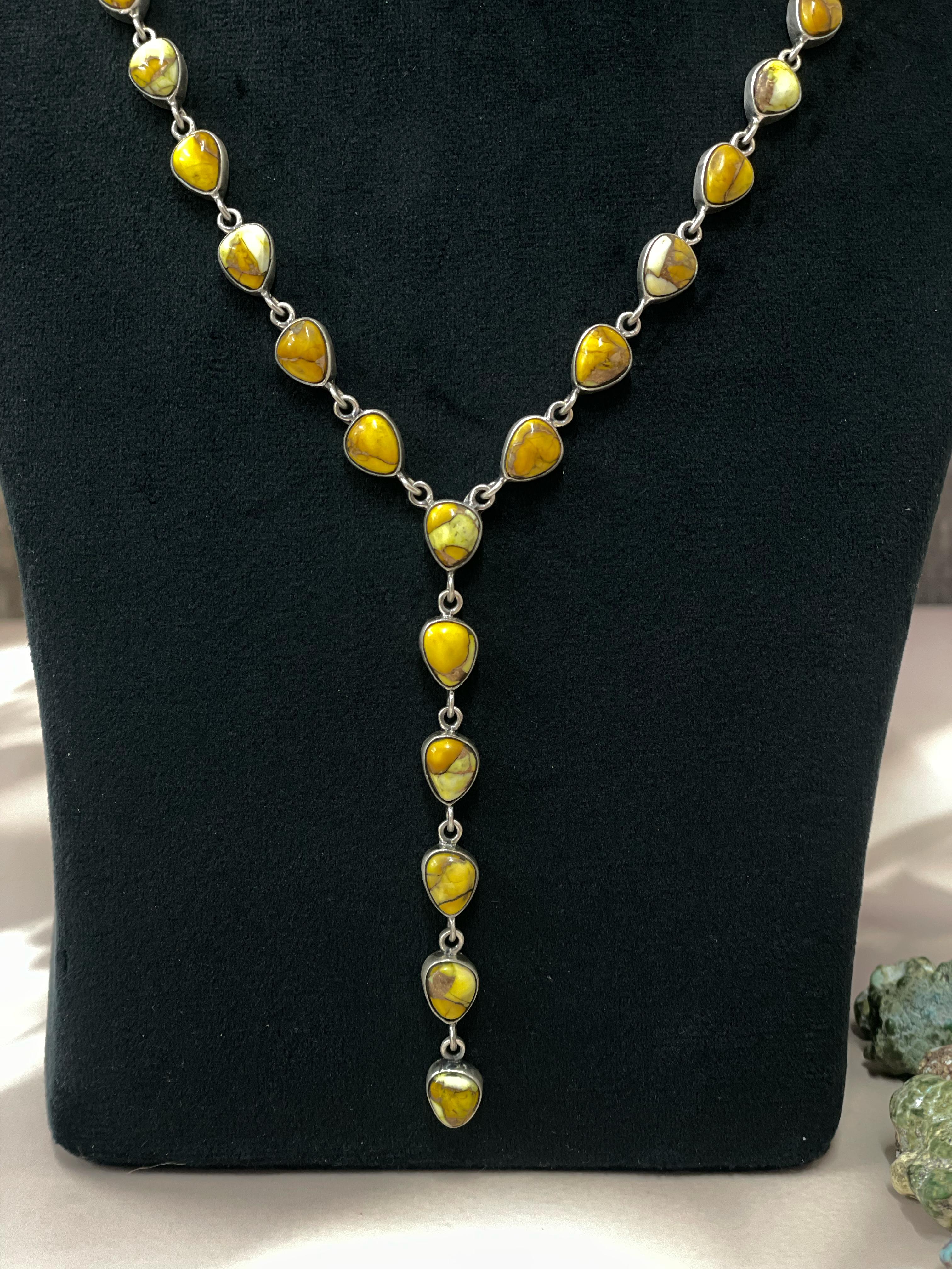 Handmade Sterling Silver Honey Dahlia Necklace with Signed Nizhoni