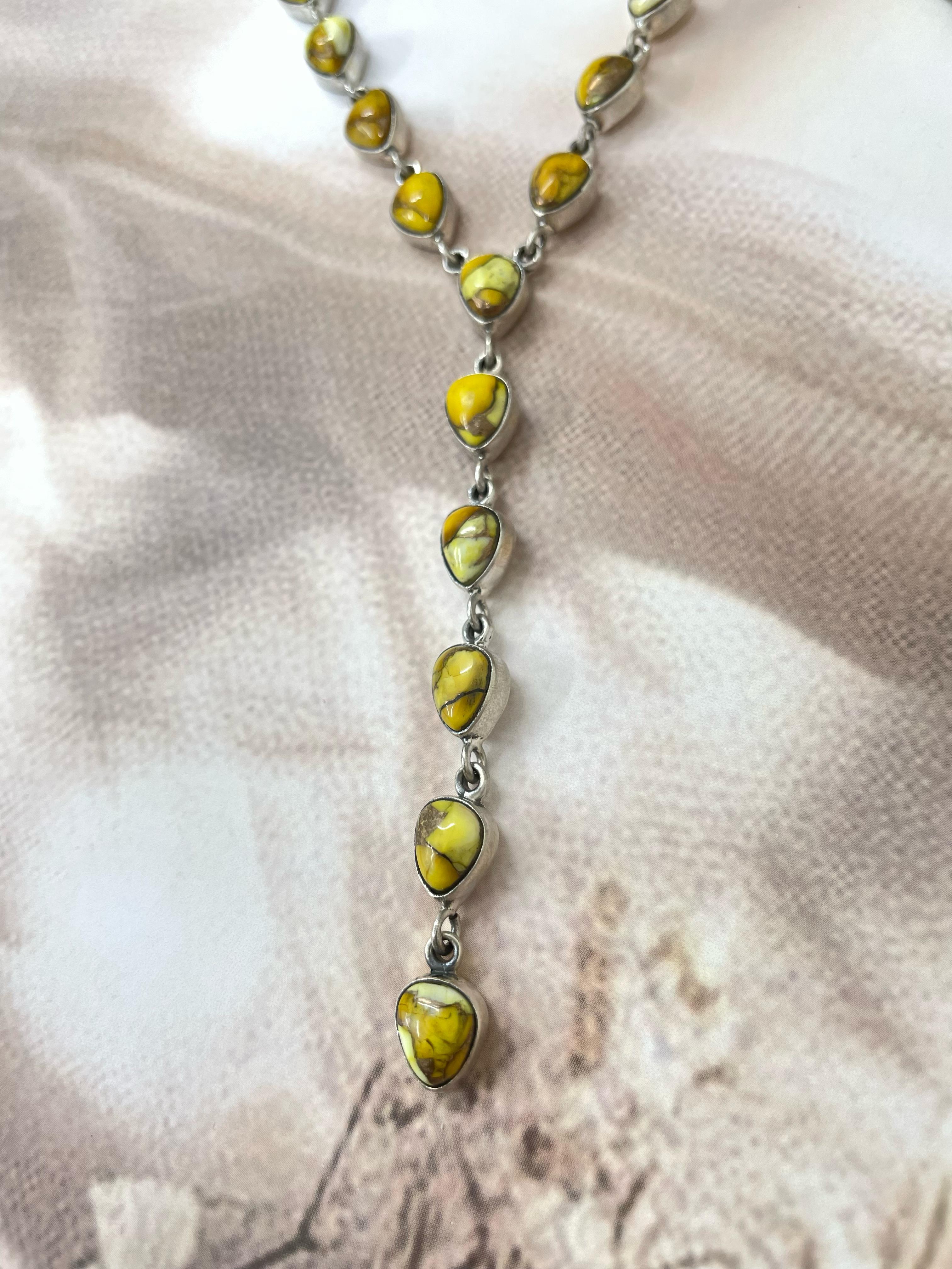 Handmade Sterling Silver Honey Dahlia Necklace with Signed Nizhoni