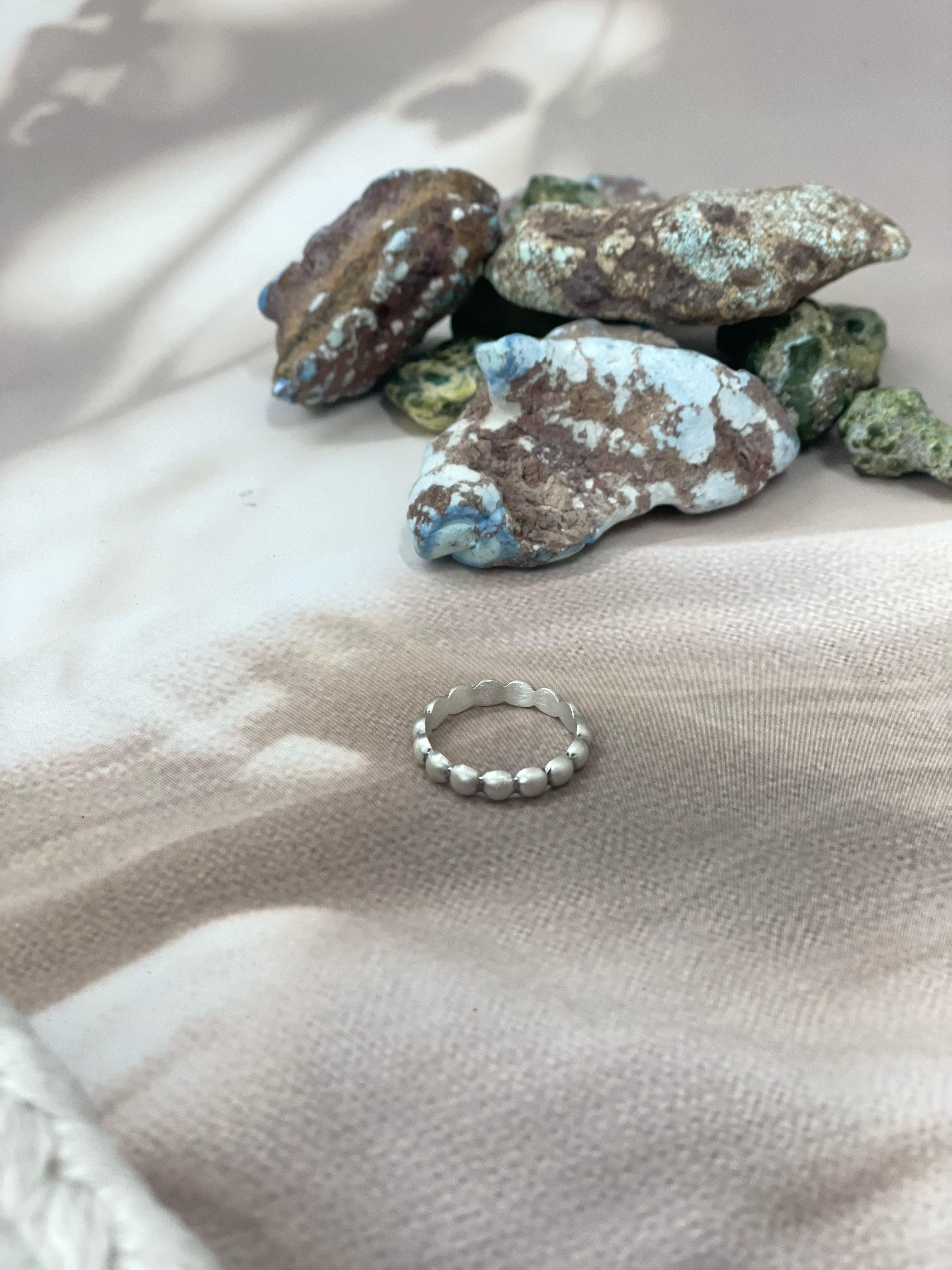 Handmade Brushed Sterling Silver 4mm Ring with Signed Nizhoni