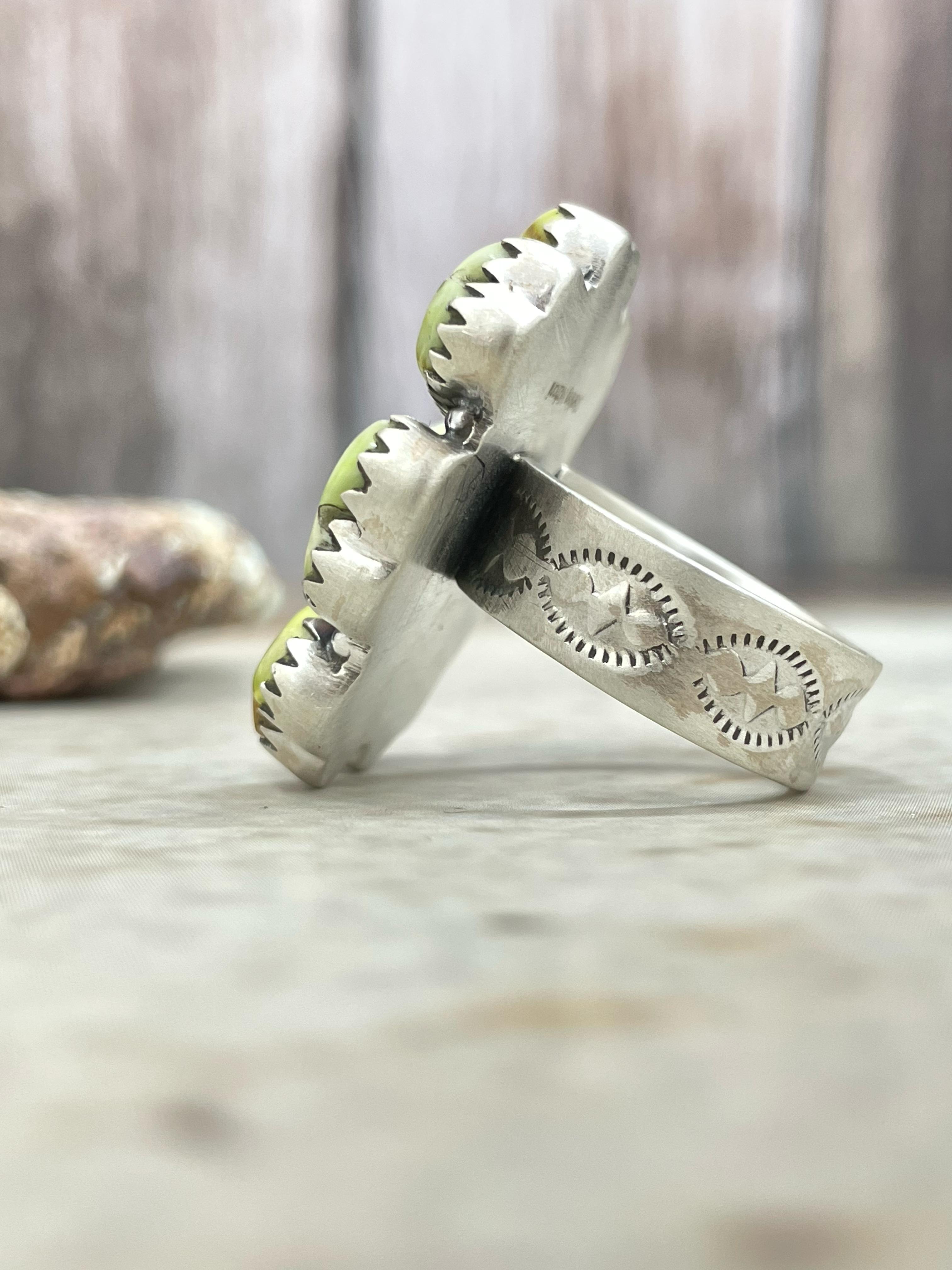 Handmade Sterling Silver Palomino (Heart) Adjustable Ring with Signed Nizhoni