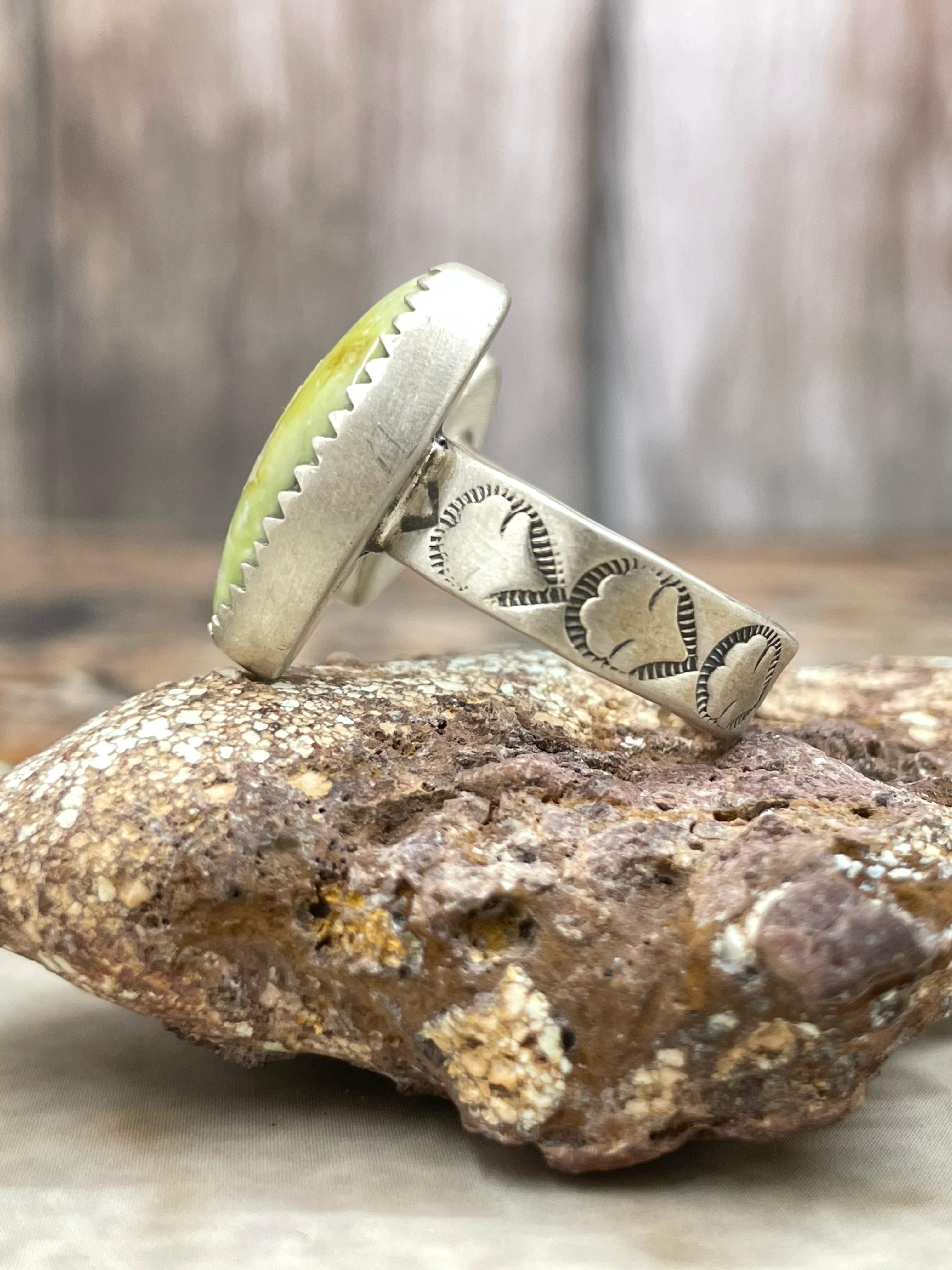 Handmade Sterling Silver Palomino Adjustable Ring with Signed Nizhoni