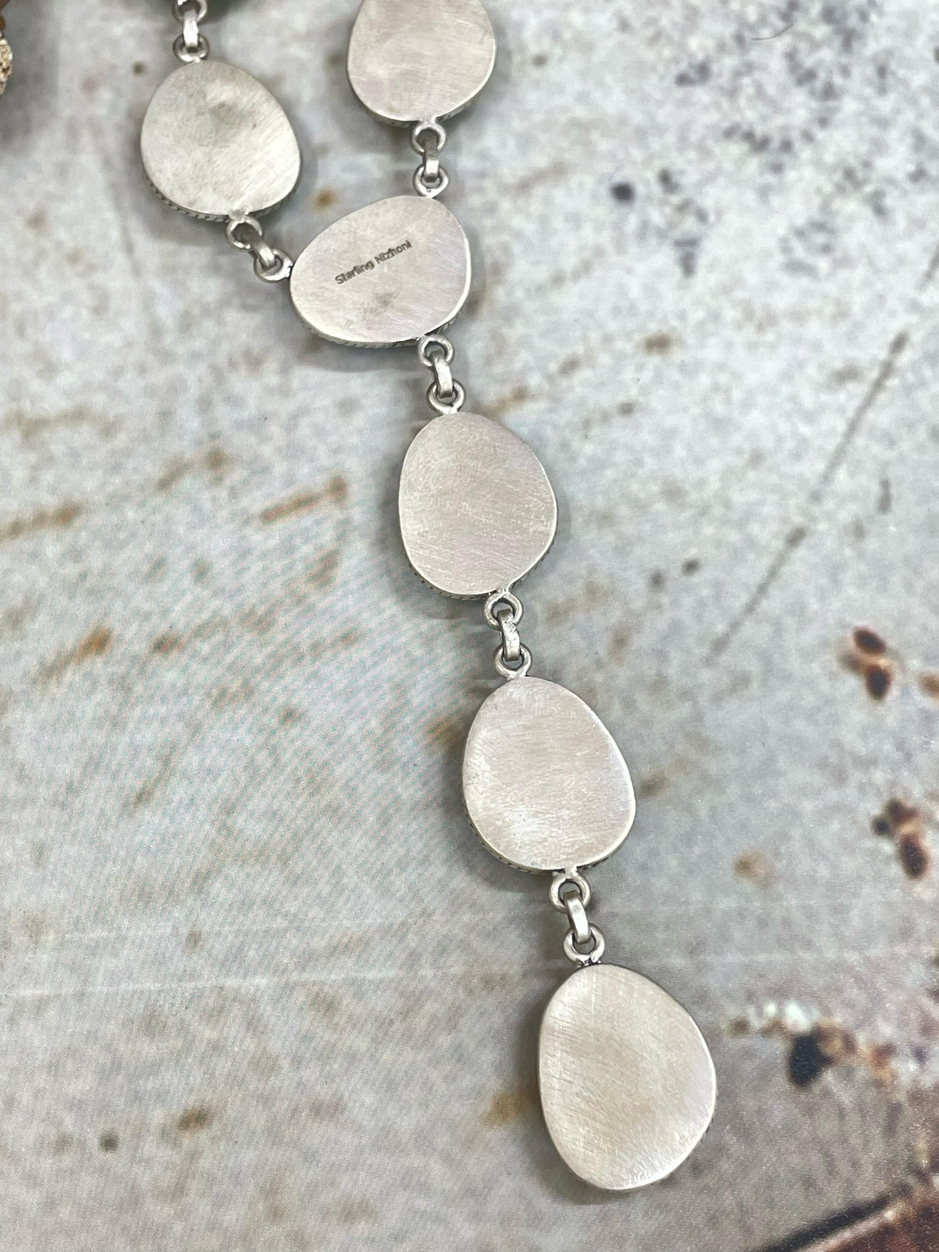 Handmade Sterling Silver Peacock Dahlia (Fancy) Necklace with Signed Nizhoni