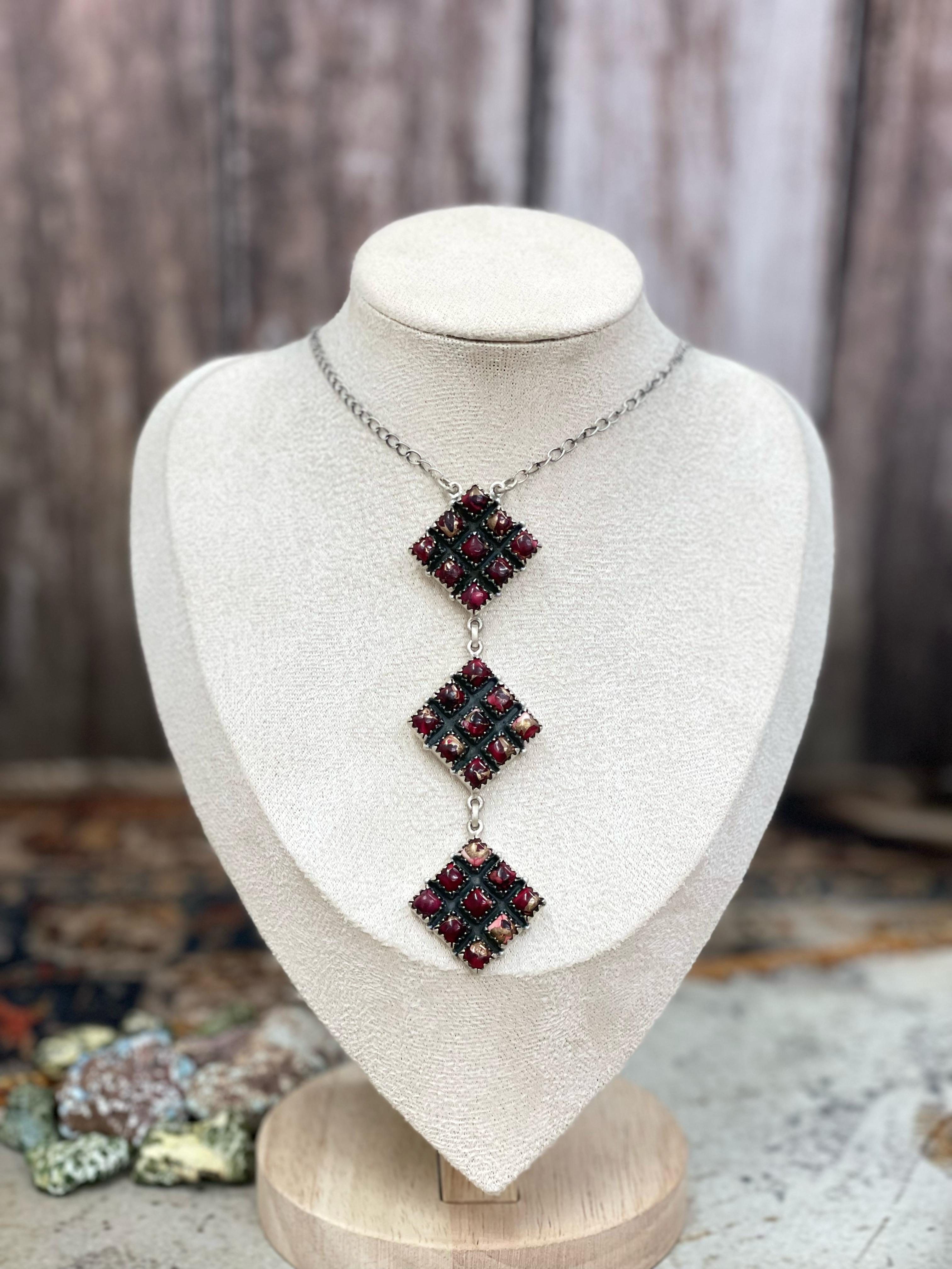 Handmade Sterling Dahlia Rose, White Buffalo Necklace with Signed Nizhoni