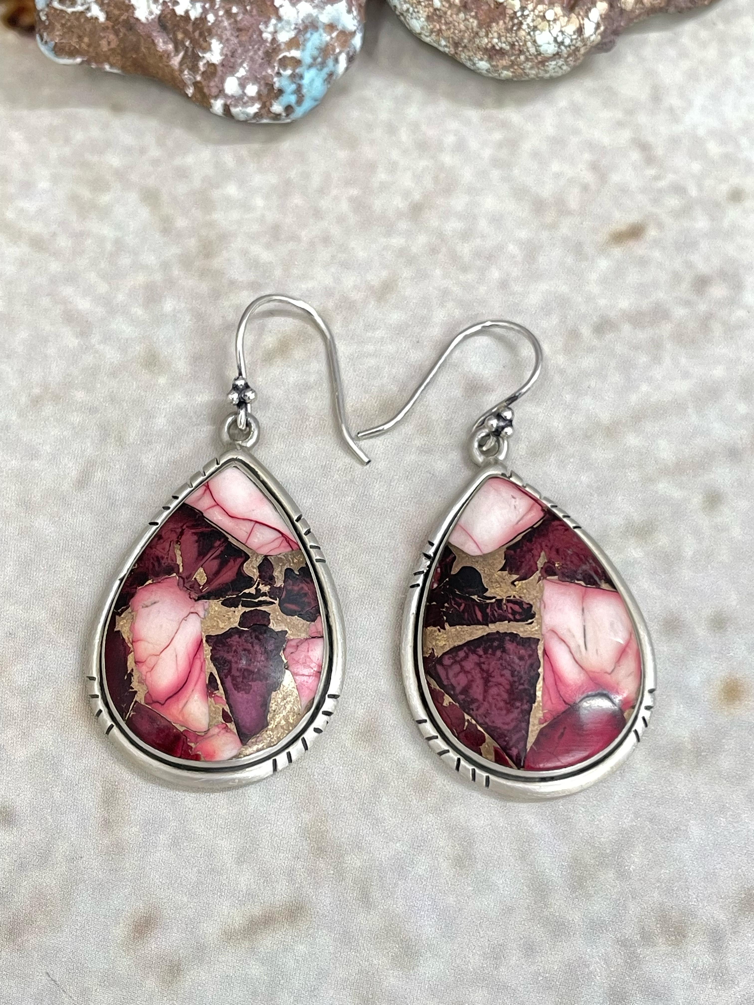 Handmade Natural Dahlia Rose Hook Earrings