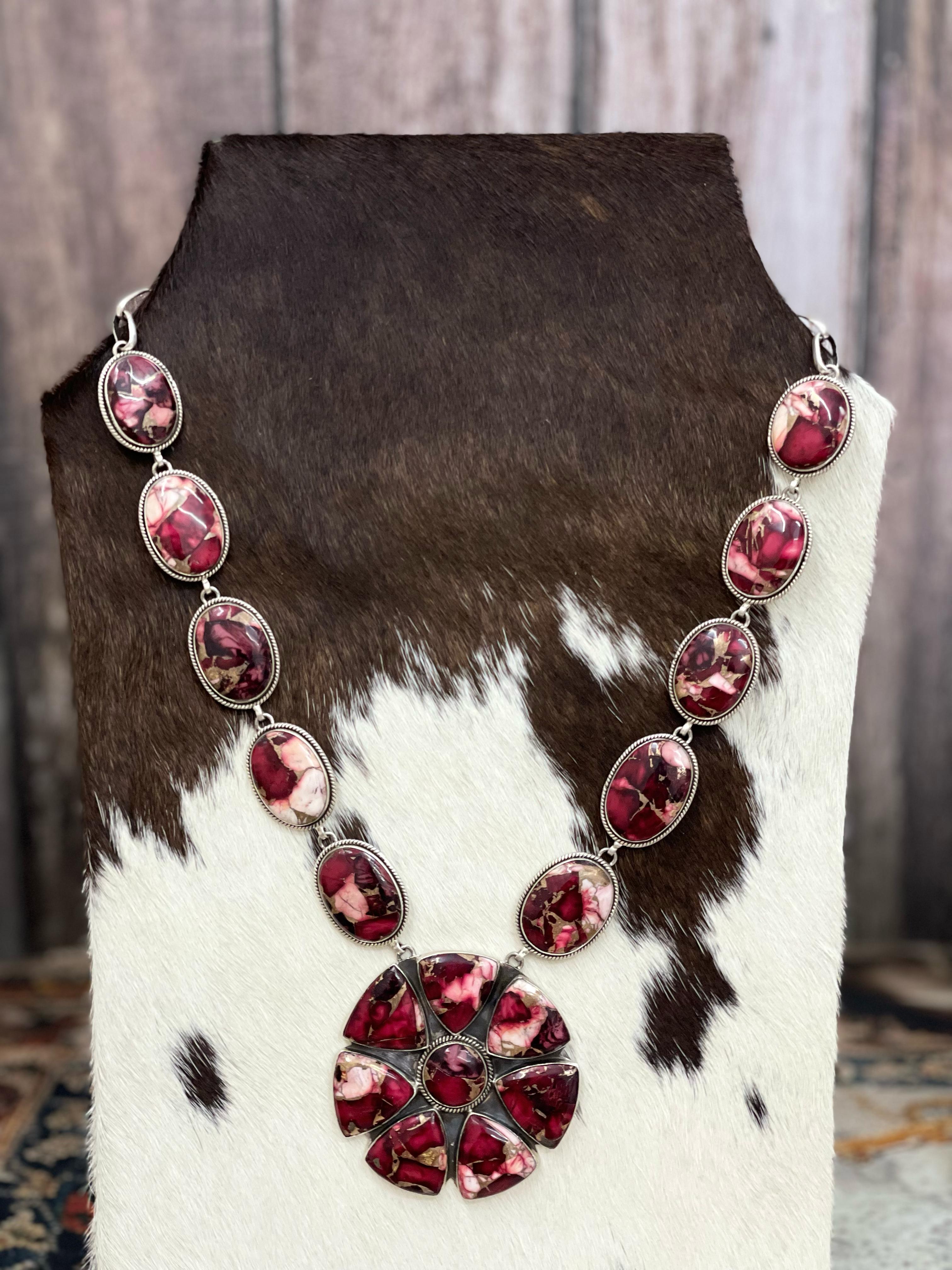 Handmade Sterling Silver Dahlia Rose Phenomenal Necklace Signed Nizhoni