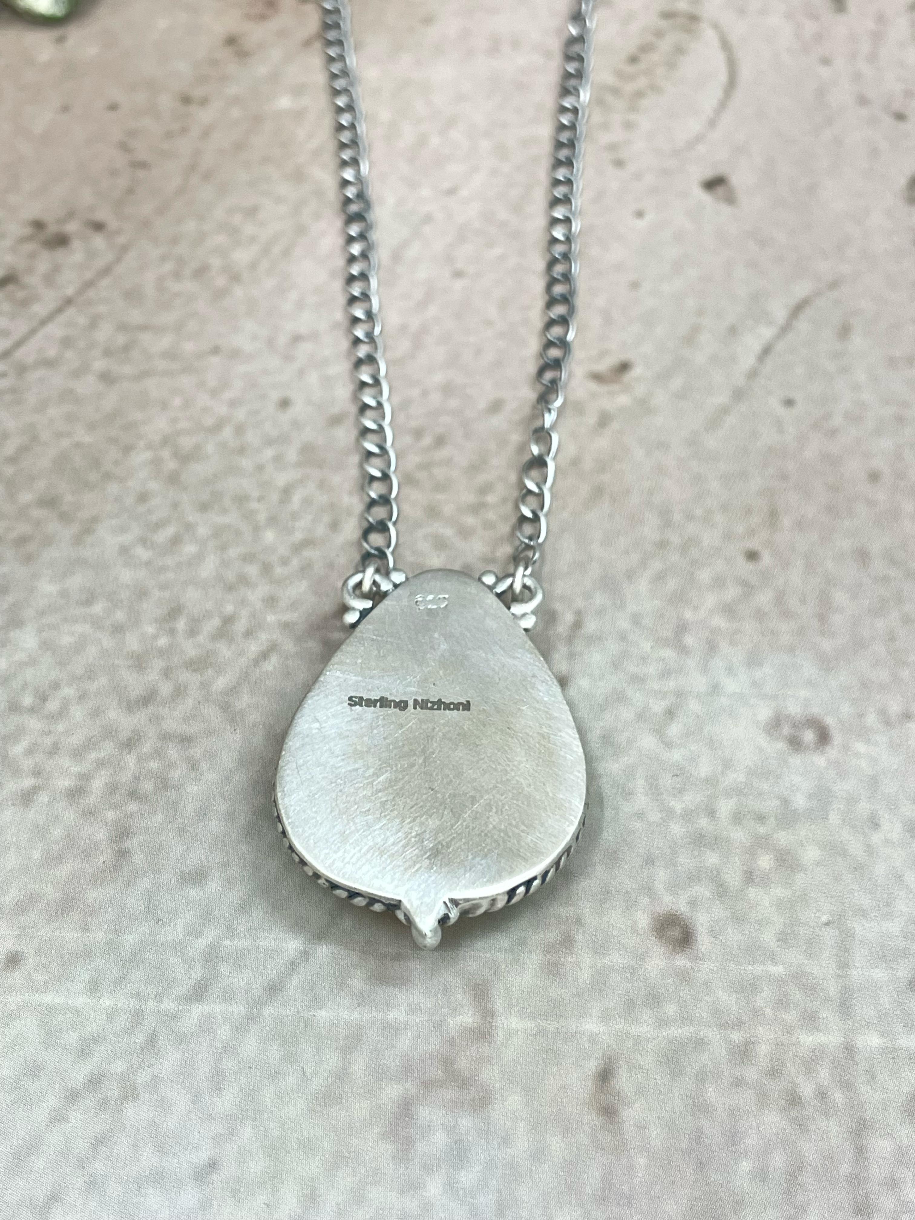 Handmade Sterling Silver Honey Dahlia Necklace with Signed Nizhoni