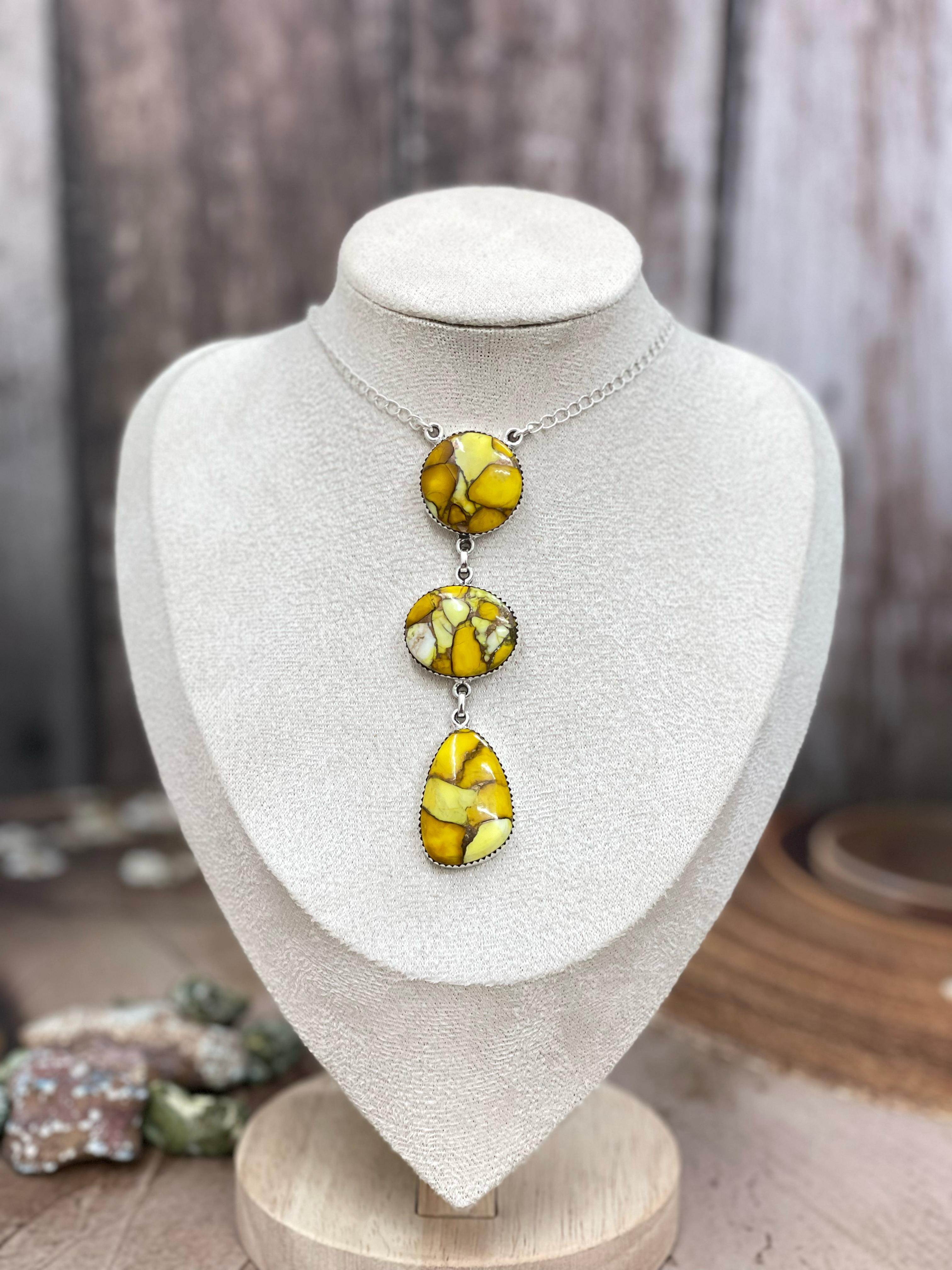 Handmade Sterling Silver Honey Dahlia Necklace with Signed Nizhoni