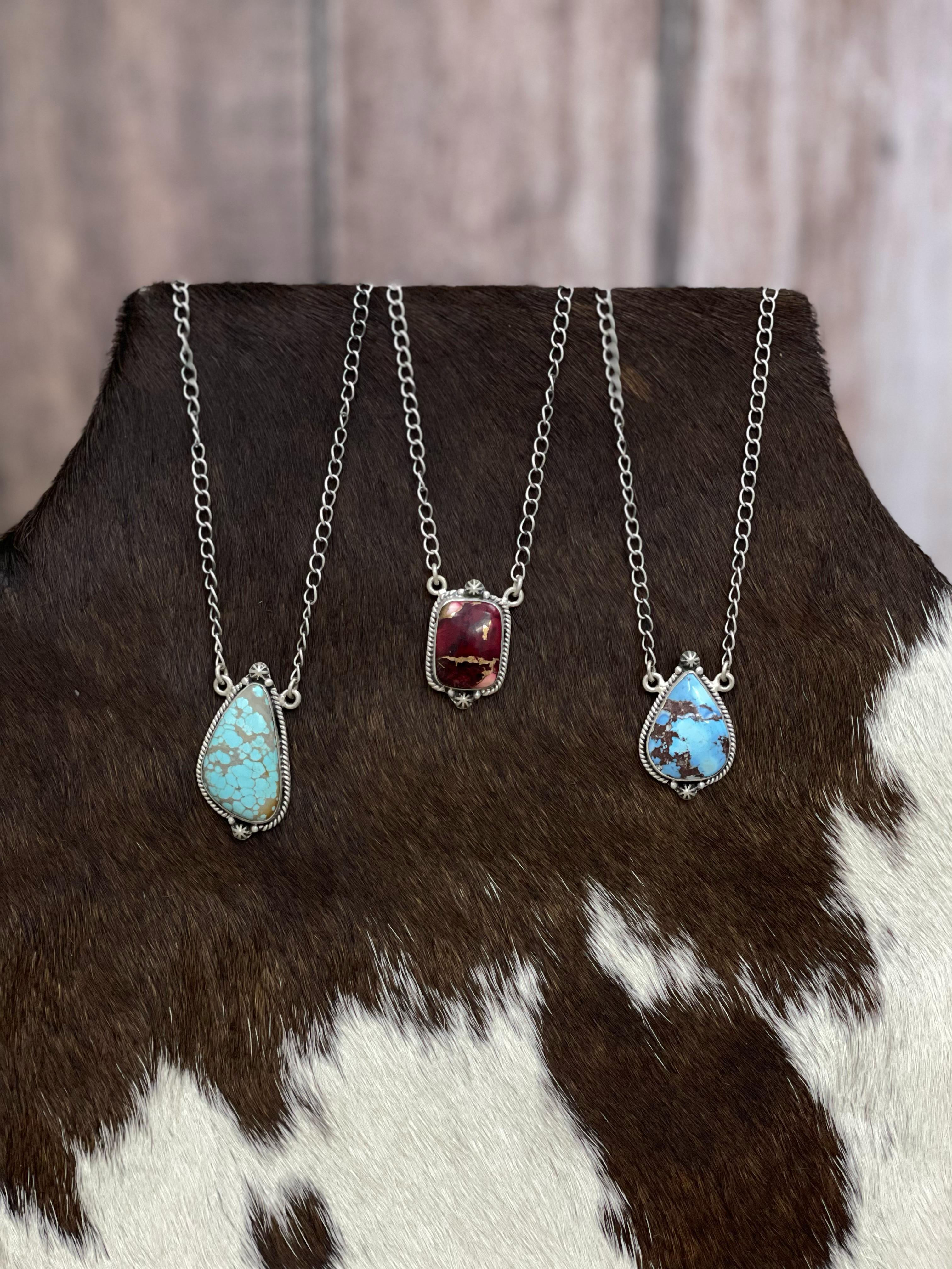 Handmade Sterling Silver Multi Stone Necklace, Signed Nizhoni