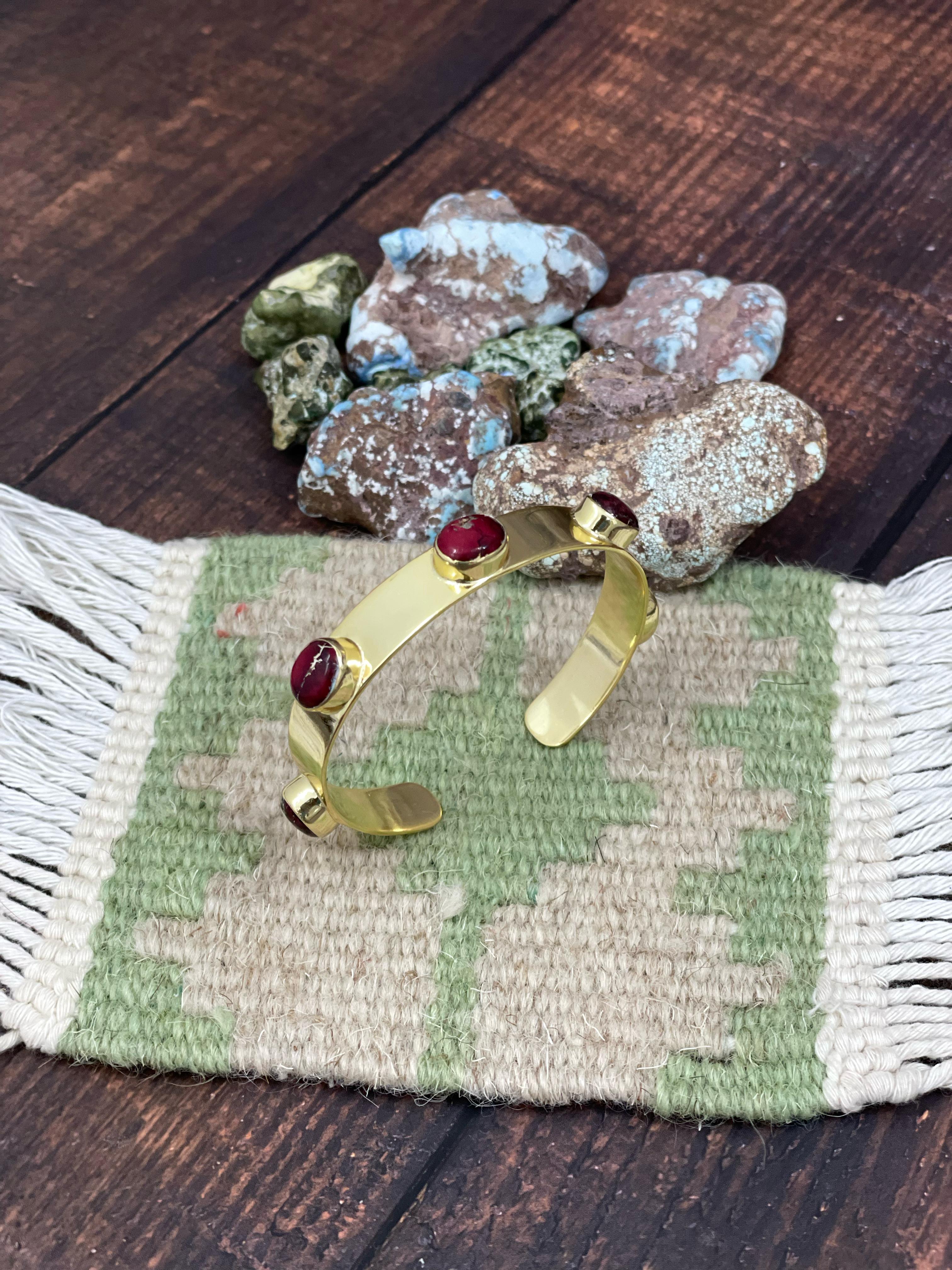 “The Golden Collection” SUMMERHAVEN Handmade Natural Gold Plated Dahlia Rose Cuff Bracelet