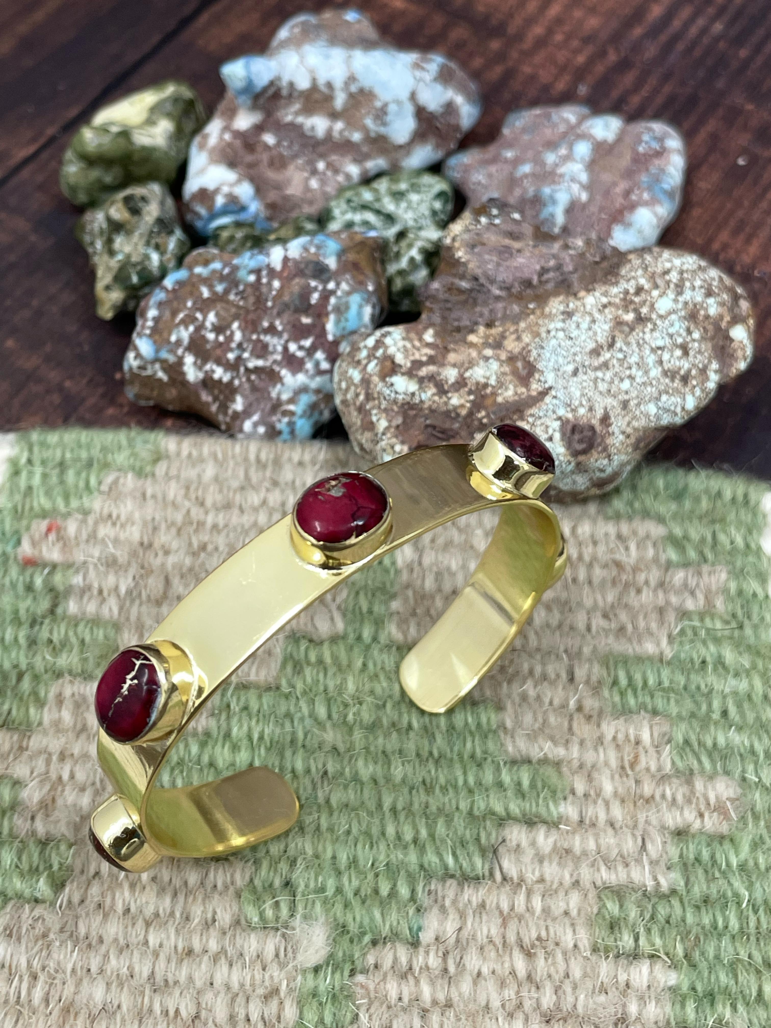 “The Golden Collection” SUMMERHAVEN Handmade Natural Gold Plated Dahlia Rose Cuff Bracelet