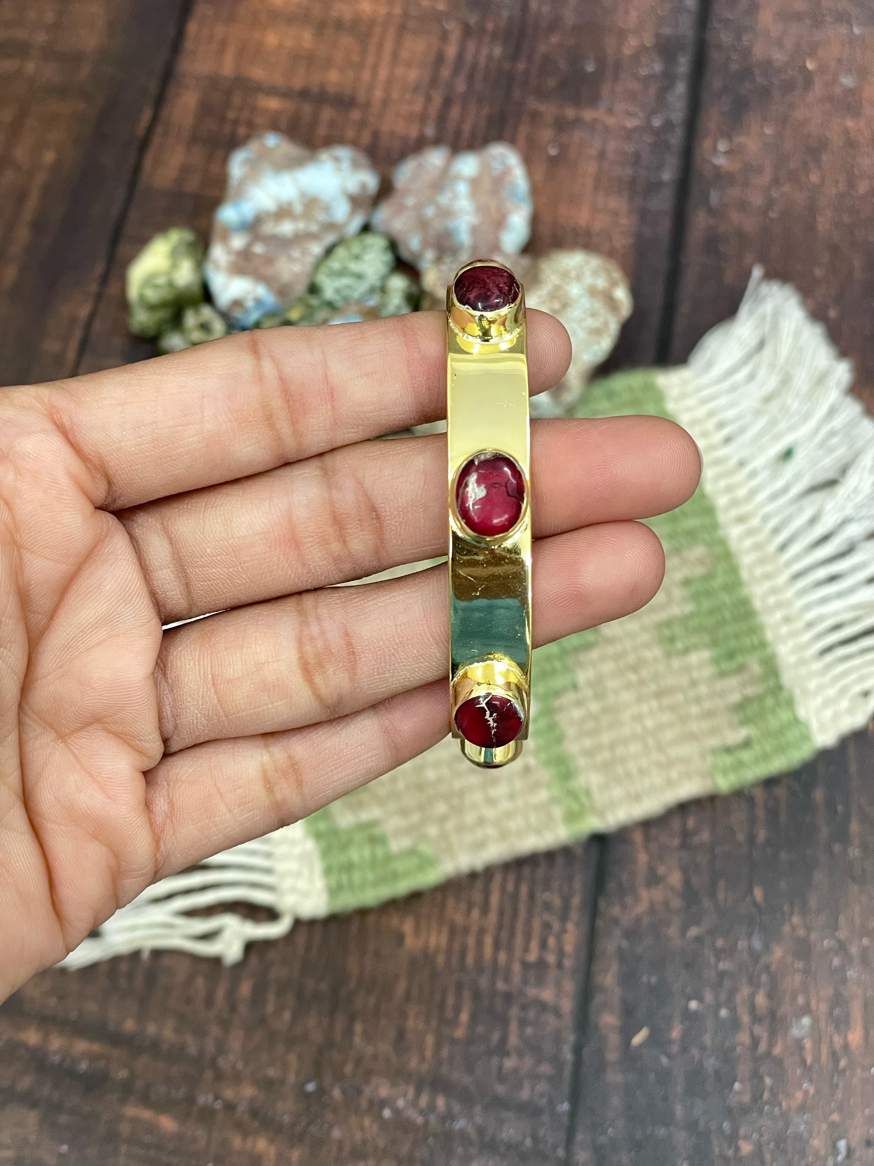 “The Golden Collection” SUMMERHAVEN Handmade Natural Gold Plated Dahlia Rose Cuff Bracelet